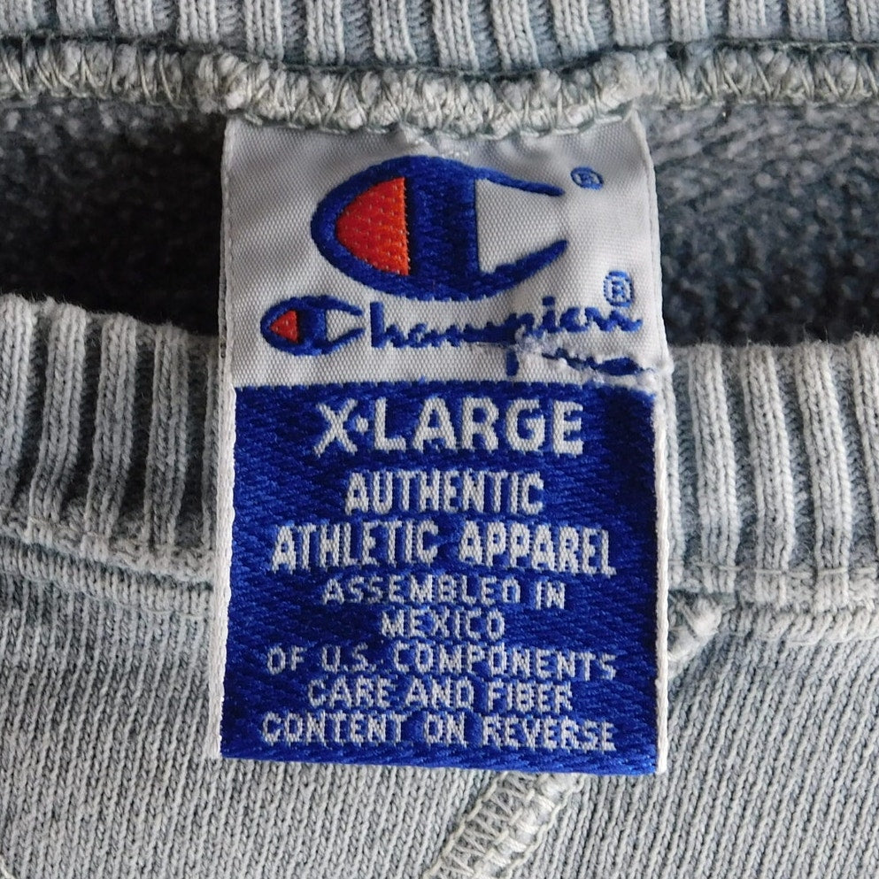 90s Faded Champion Script Logo Crewneck Sweatshirt - Size XL