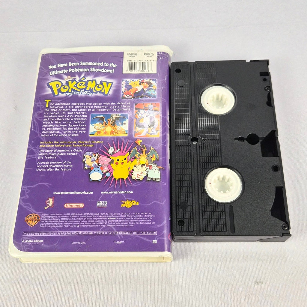 Pokemon The First Movie VHS MewTwo Vs Mew 1999 Tested Warner Bros Clamshell