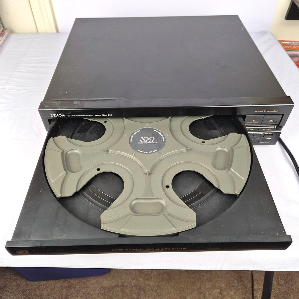 Denon DCM-560 CD Player 5 Disc Carousel Tested Serviced With Remote 1994