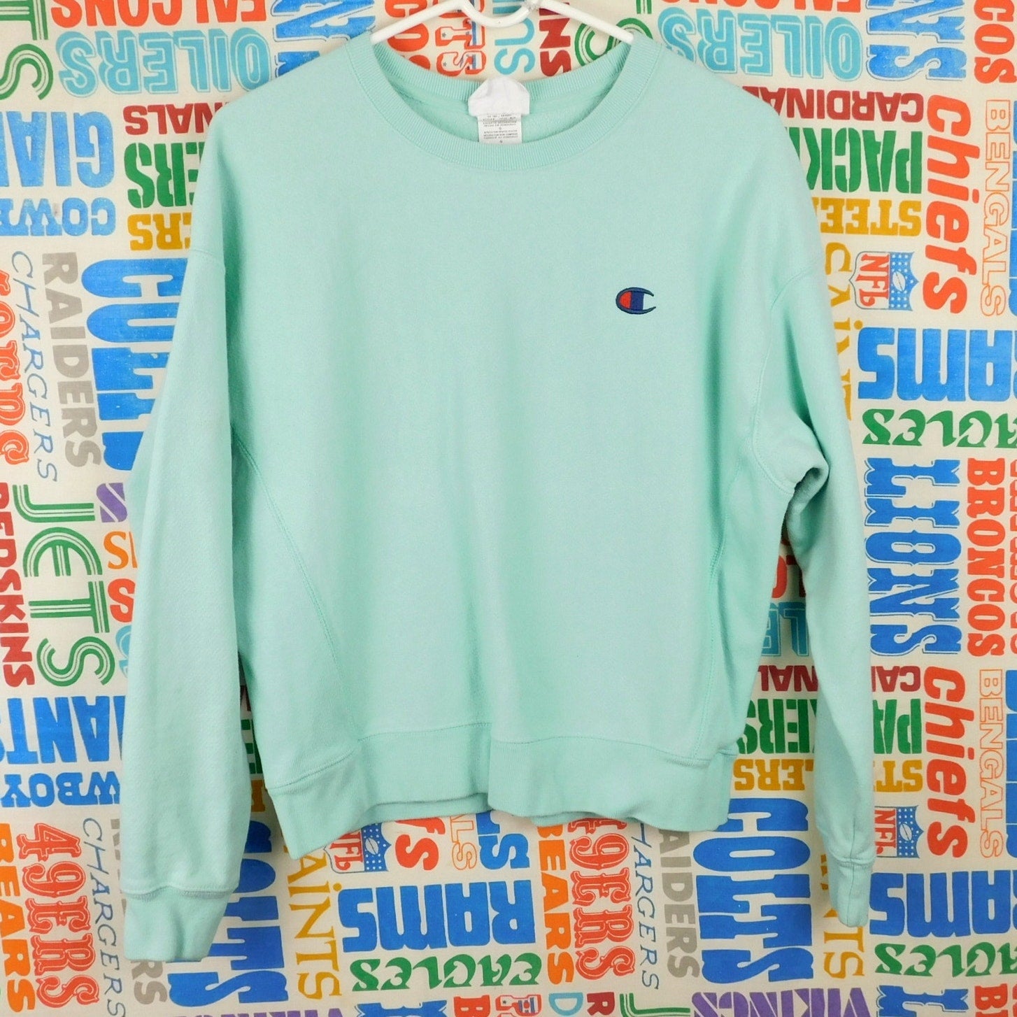 Champion Reverse Weave Cropped Mint Green Sweatshirt - Women's Size L