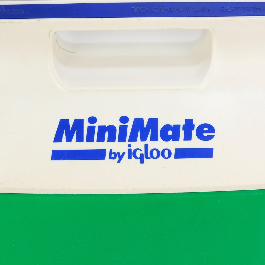 Vintage 1993 Igloo MiniMate Cooler Green White Blue 6 Can Lunch Box USA Made