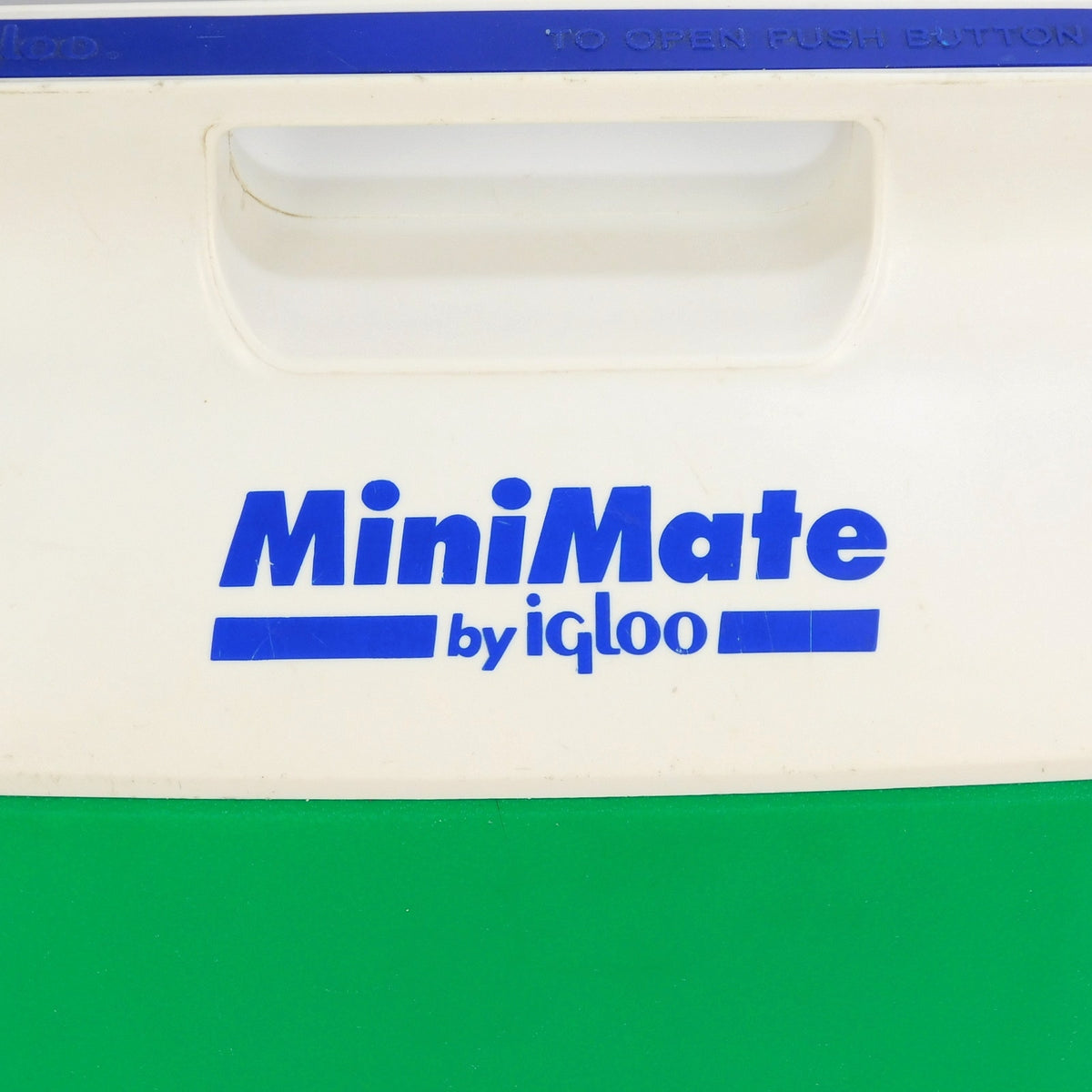 Vintage 1993 Igloo MiniMate Cooler Green White Blue 6 Can Lunch Box USA Made