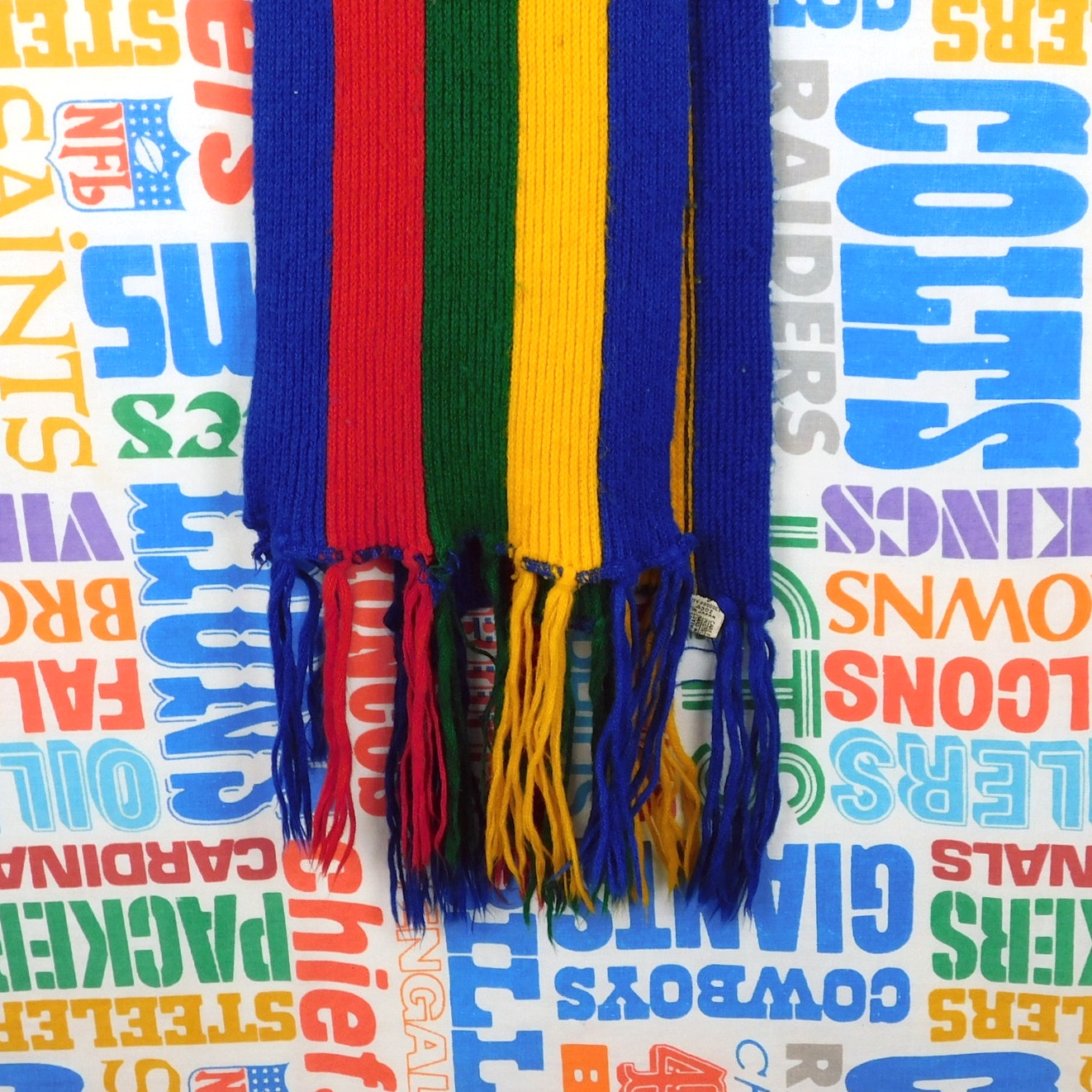 70s/80s Japanese Multicolor Acrylic Scarf - 58" x 7"