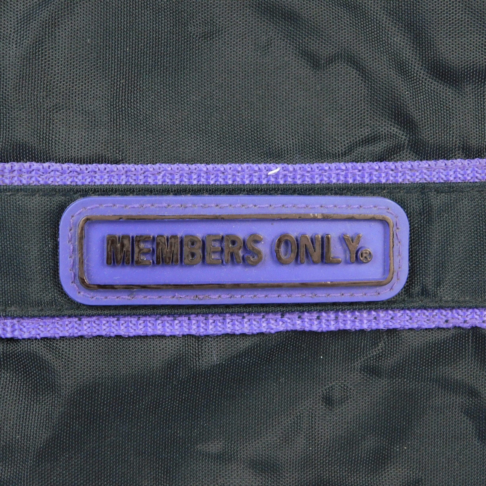 Vintage Members Only Duffel Bag Black Purple Nylon Travel Gym Weekend Bag