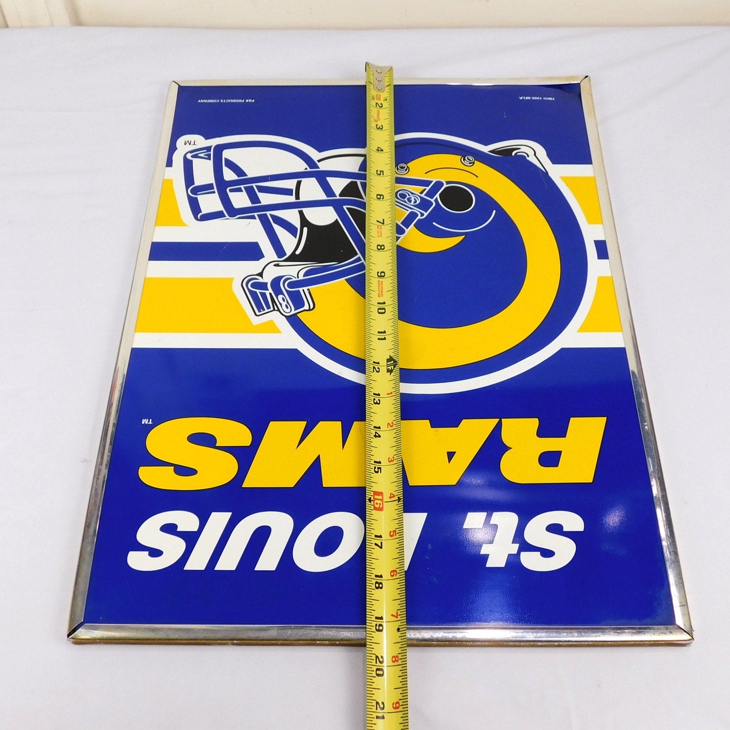 Vintage St Louis Rams Bar Sign 1995 Blue Yellow Cleaned 19x14 Early STL Era