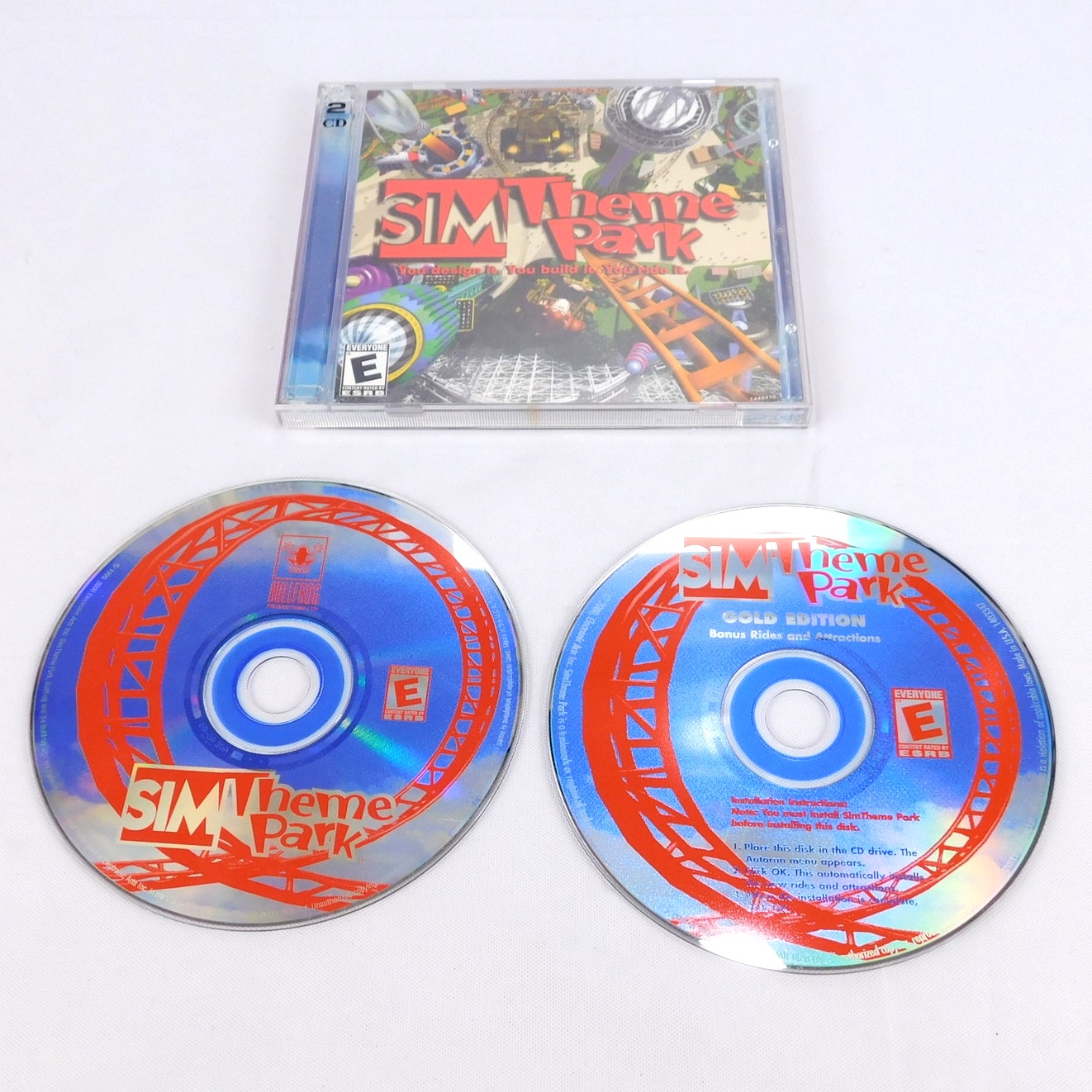 Sim Theme Park Gold Edition PC CD ROM 2 Disc Tested Complete Jewel Case 1999
