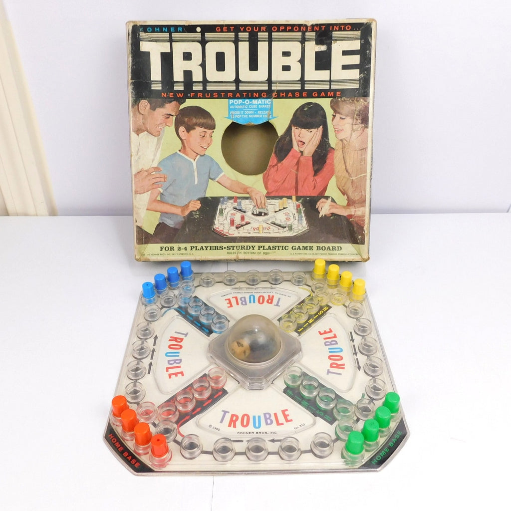 Vintage 1965 Kohner Trouble Pop-O-Matic Board Game Complete In Box No. 310