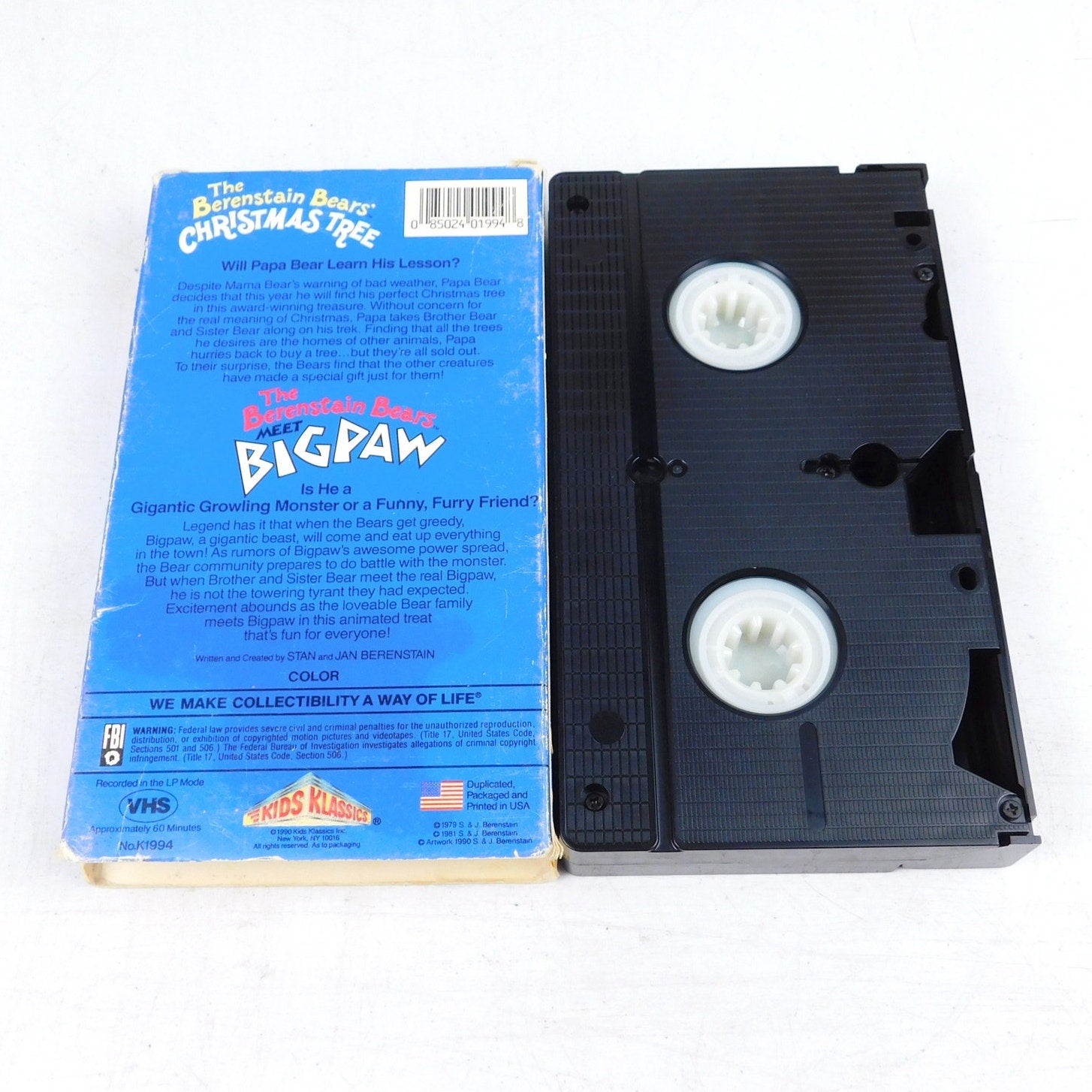 The Berenstain Bears Christmas Tree Bigpaw Double Feature VHS Tested 1990