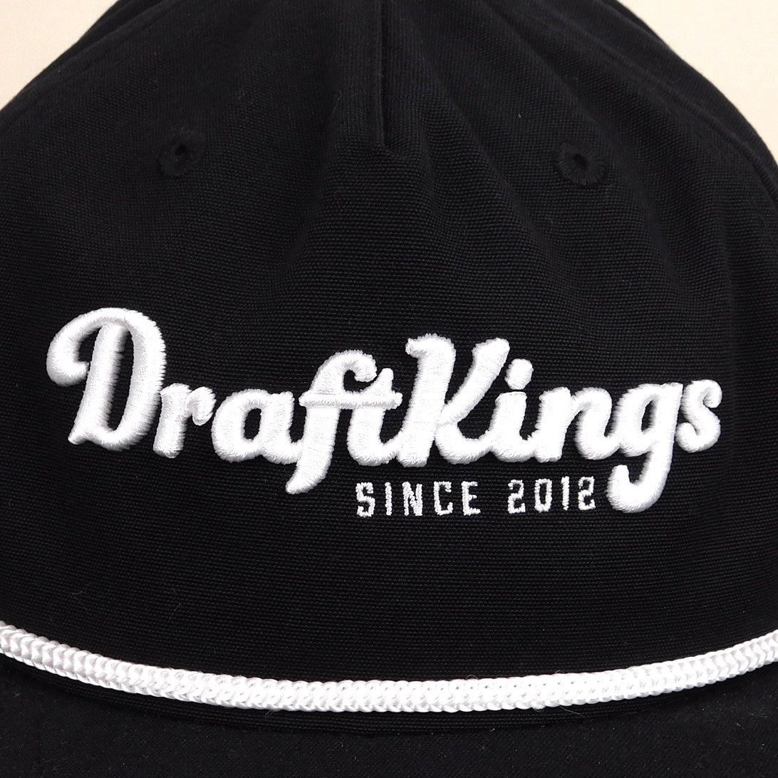 Draftkings Rope Brim Snapback Hat Adjustable Embroidered Golf Black White