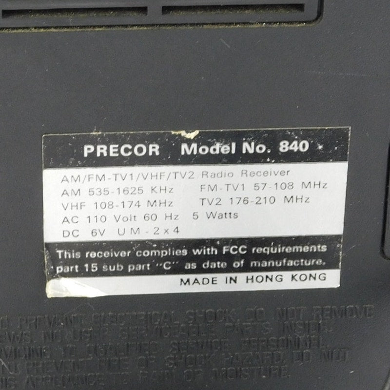Vintage Precor 840 Multiband AM FM VHF Air Weather TV Portable Radio Tested
