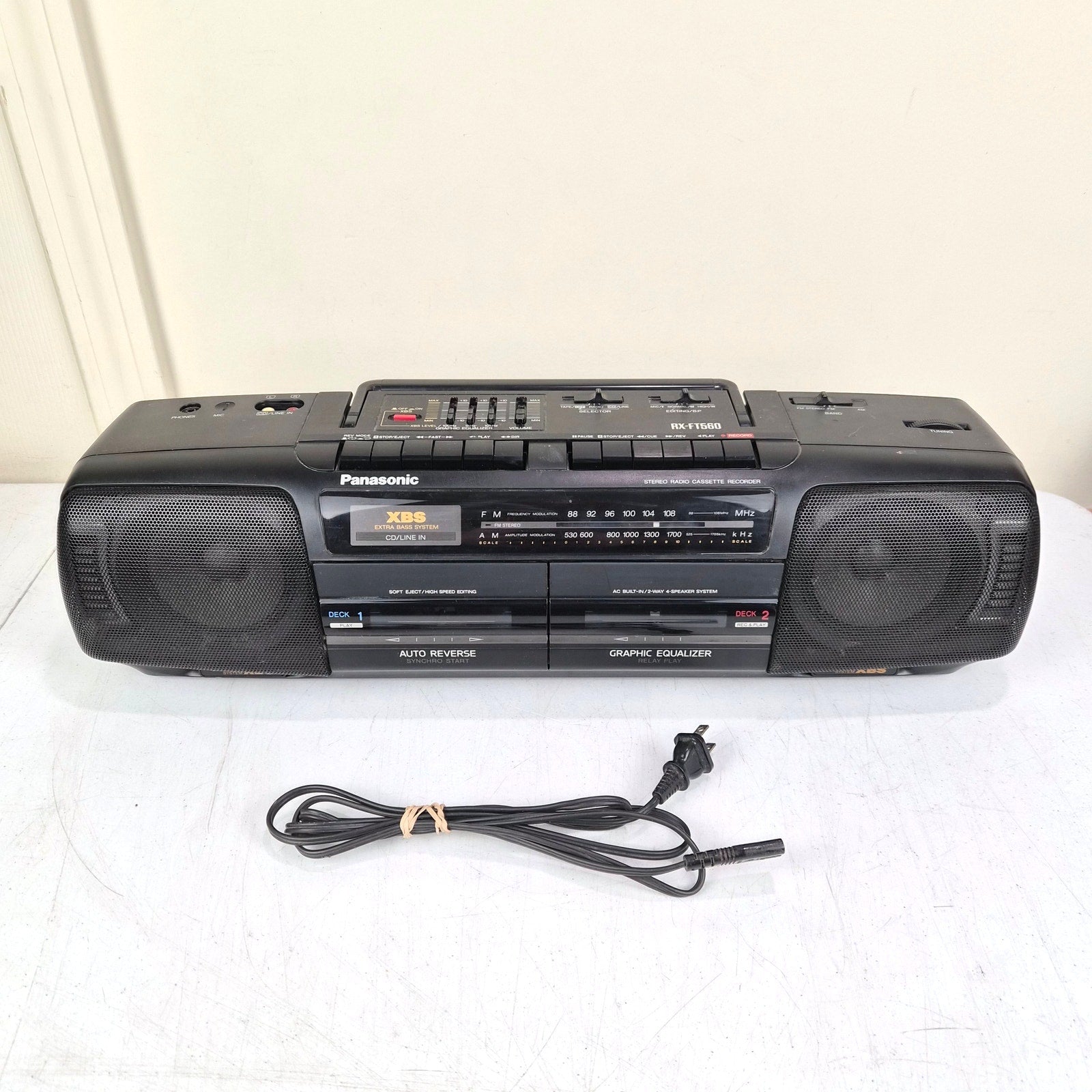 Panasonic RX-FT560 Portable Stereo Boombox Dual Cassette Tested Serviced Vintage