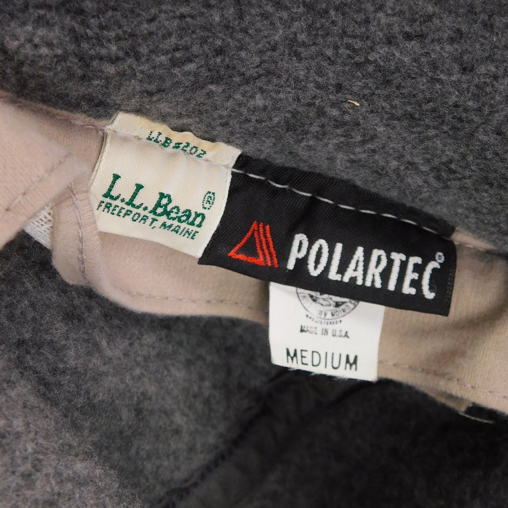 LL Bean Trapper Polartec Fleece Hat Strap Back Side Flaps Gray Size M USA Made