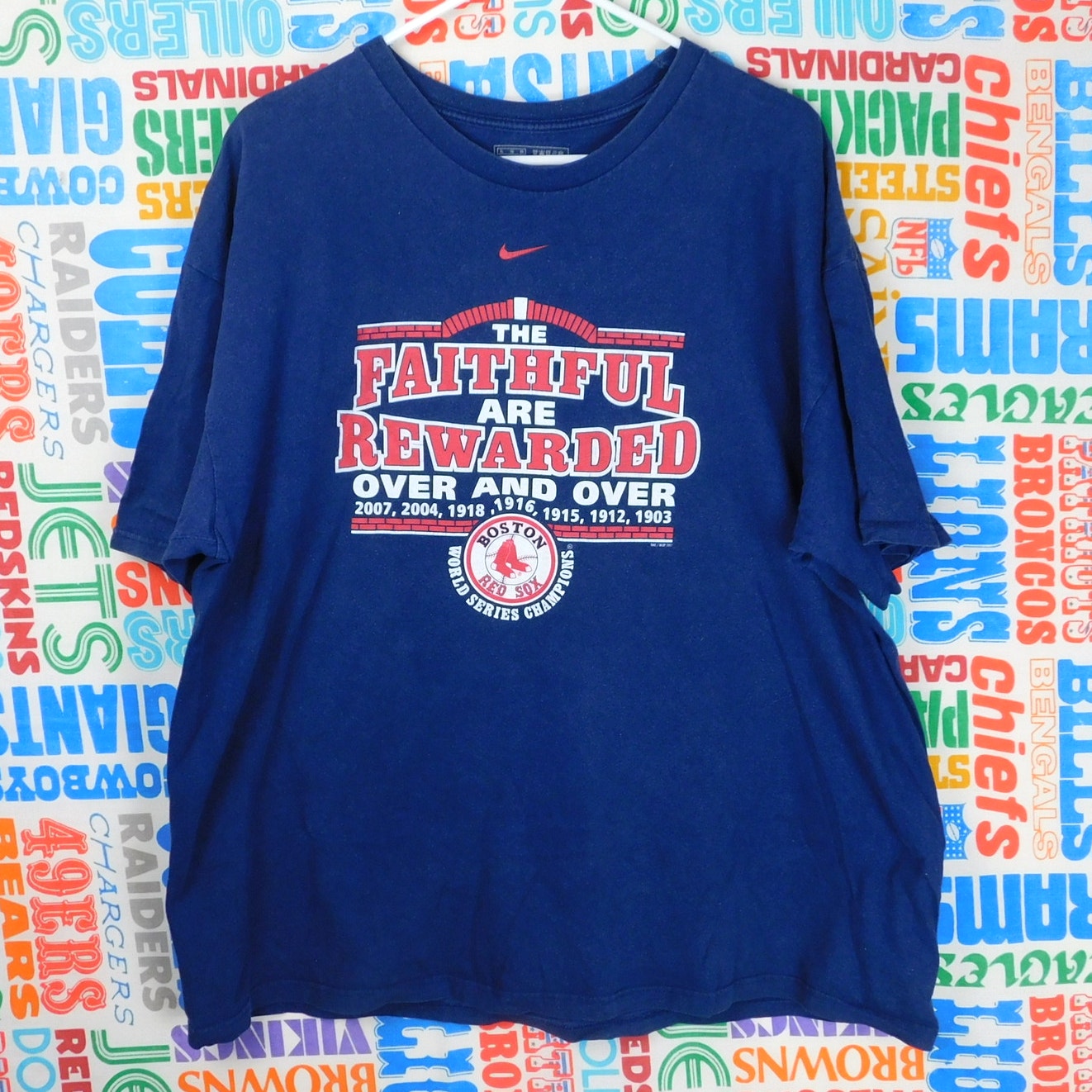 Nike Boston Red Sox 2007 World Series "Faithful Are Rewarded" T Shirt - Size XL