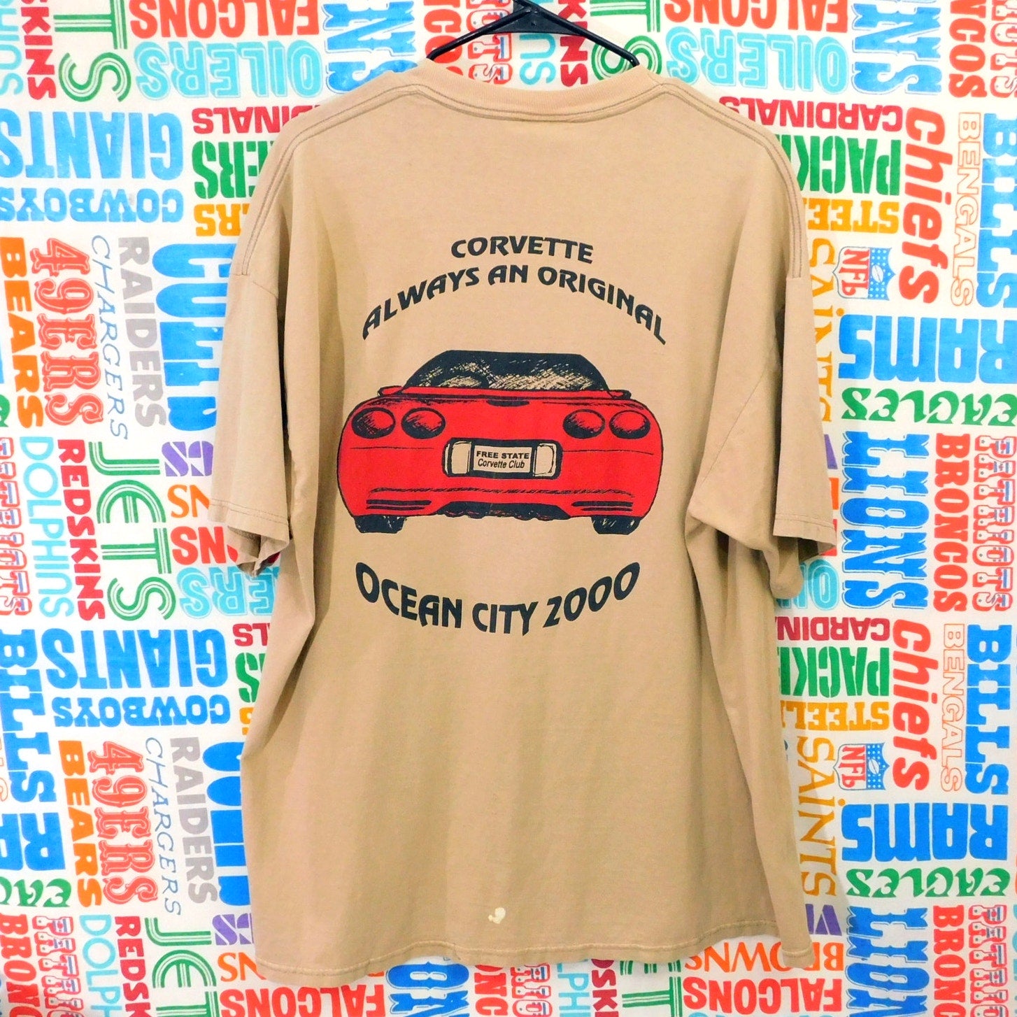 Vintage Corvette T Shirt Size XL Ocean City Free State Club Double Sided 2000