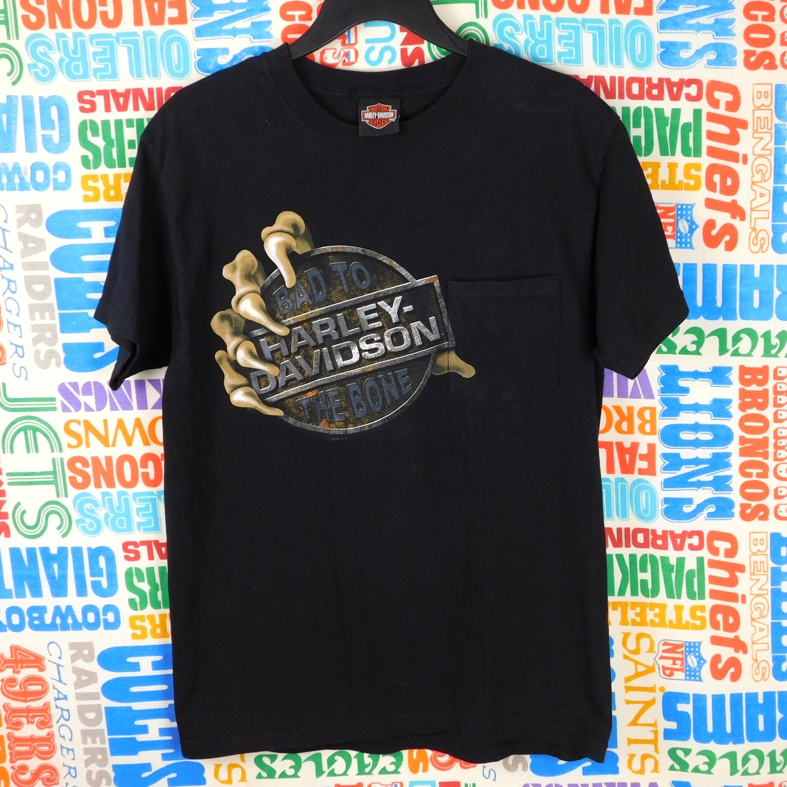 Harley Davidson Bad To The Bone Warr's London Pocket Tee - Size M