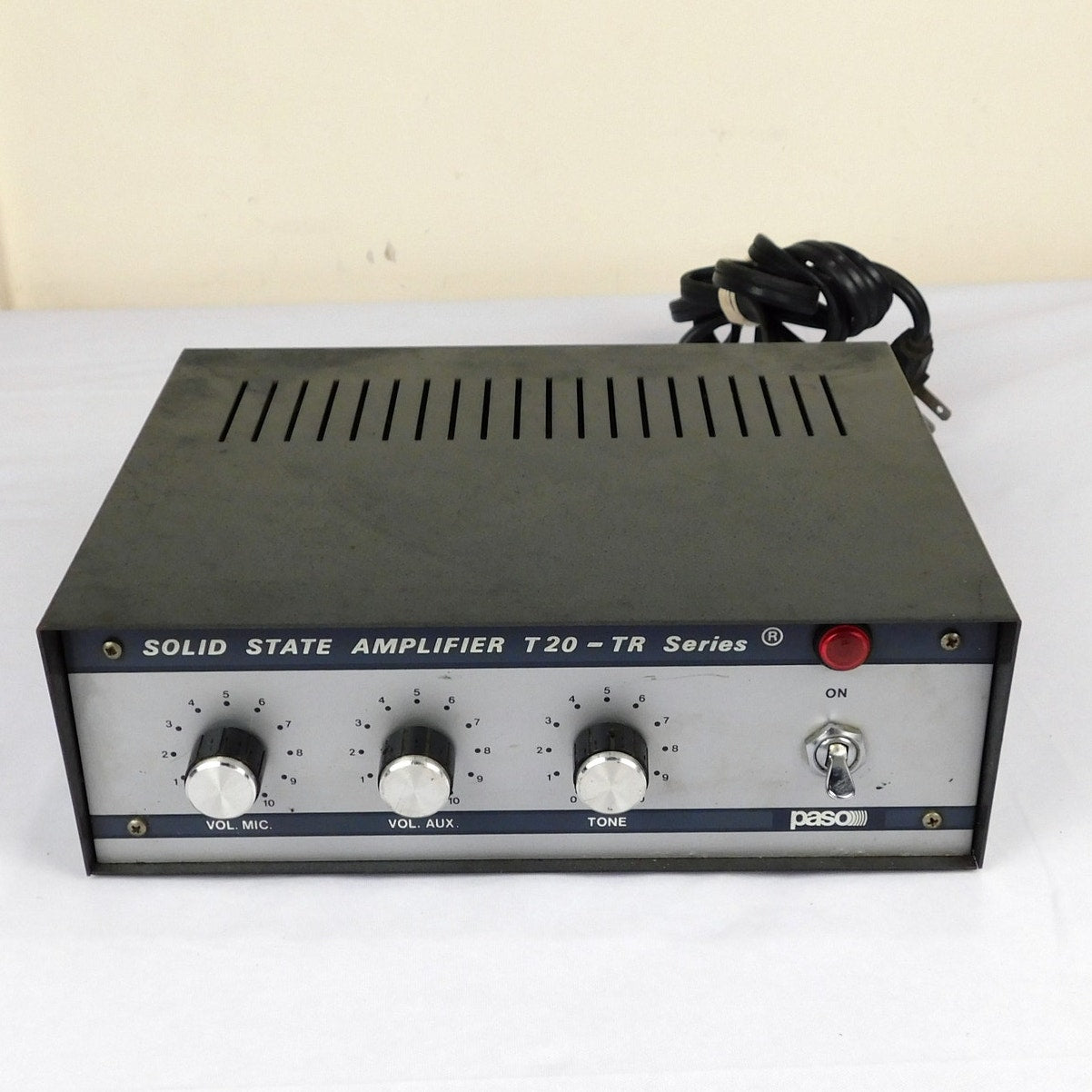 PASO T20-TR Vintage PA Amplifier 70V Mono AUX MIC Tested Working Solid State