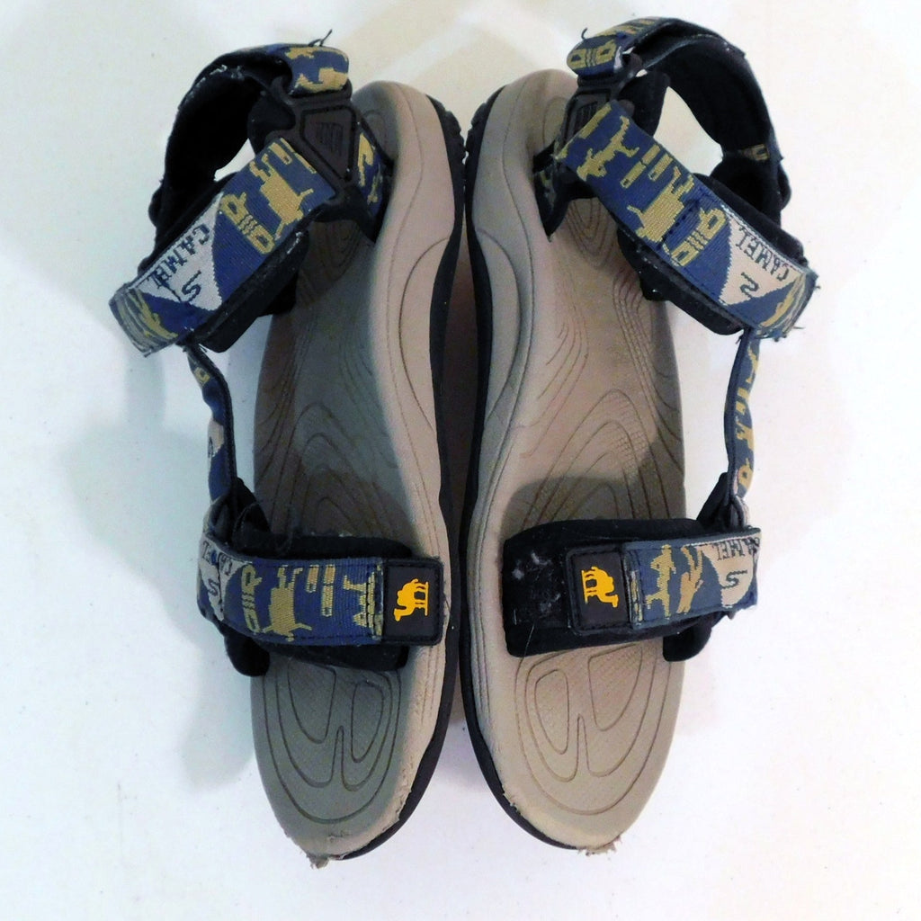 Camel Crown Mens Sandals Size 8 Blue Patterned Hook and Loop Strappy