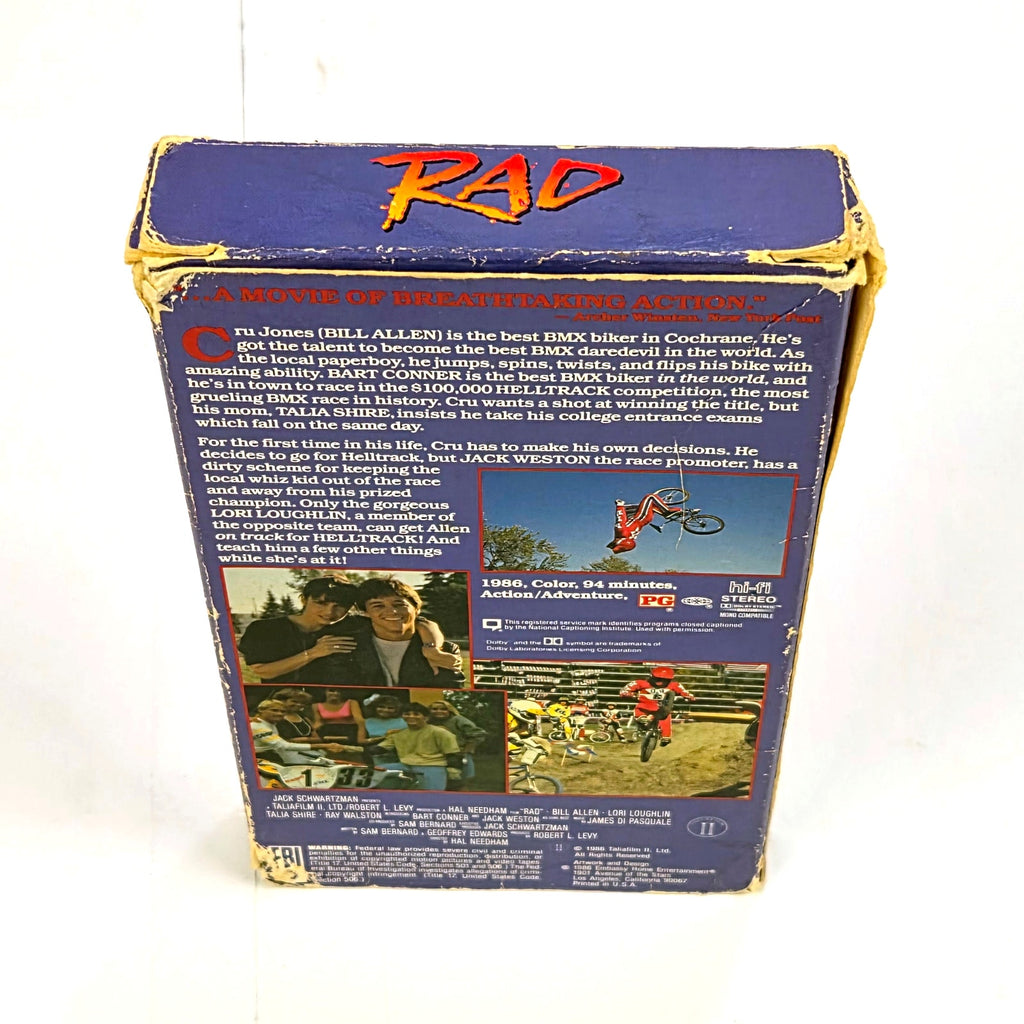 Rad VHS 1986 Tested Working BMX Movie Slipcover Embassy Home Entertainment