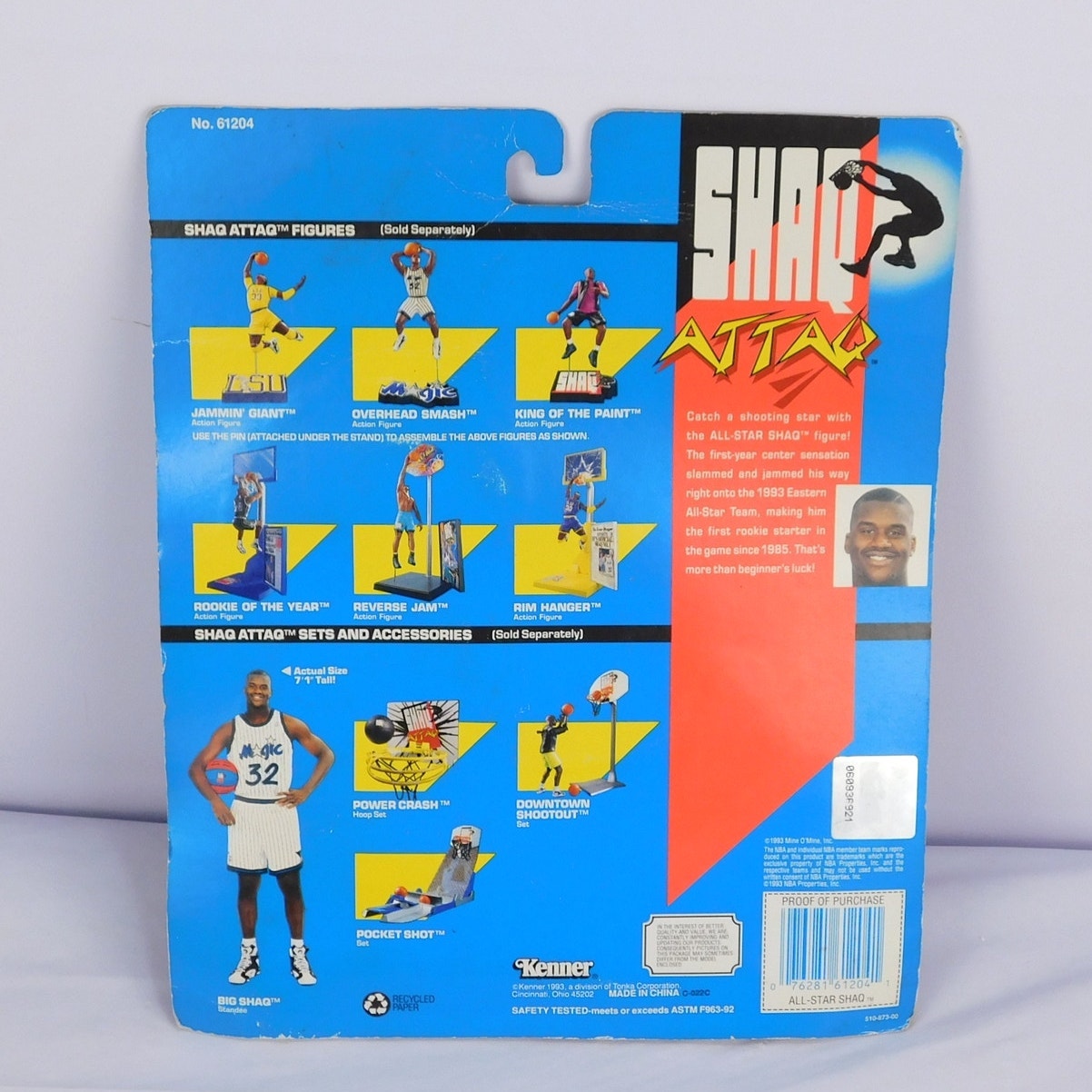 Vintage All Star Shaq Attaq Figure Kenner Sealed 1993 Shaquille O'Neal
