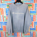 90s Faded Champion Script Logo Crewneck Sweatshirt - Size XL