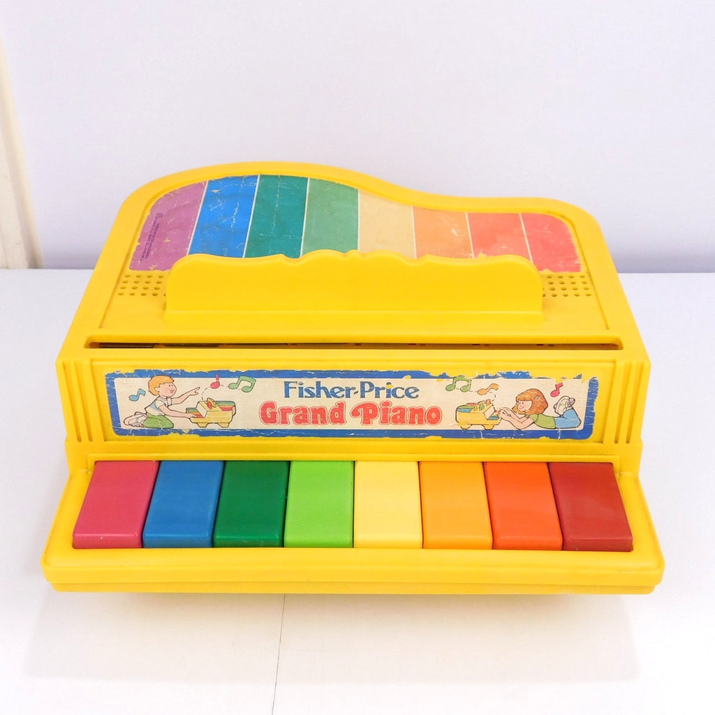 Vintage Fisher Price Grand Piano 1986 Yellow Rainbow Keys 2201 Tested