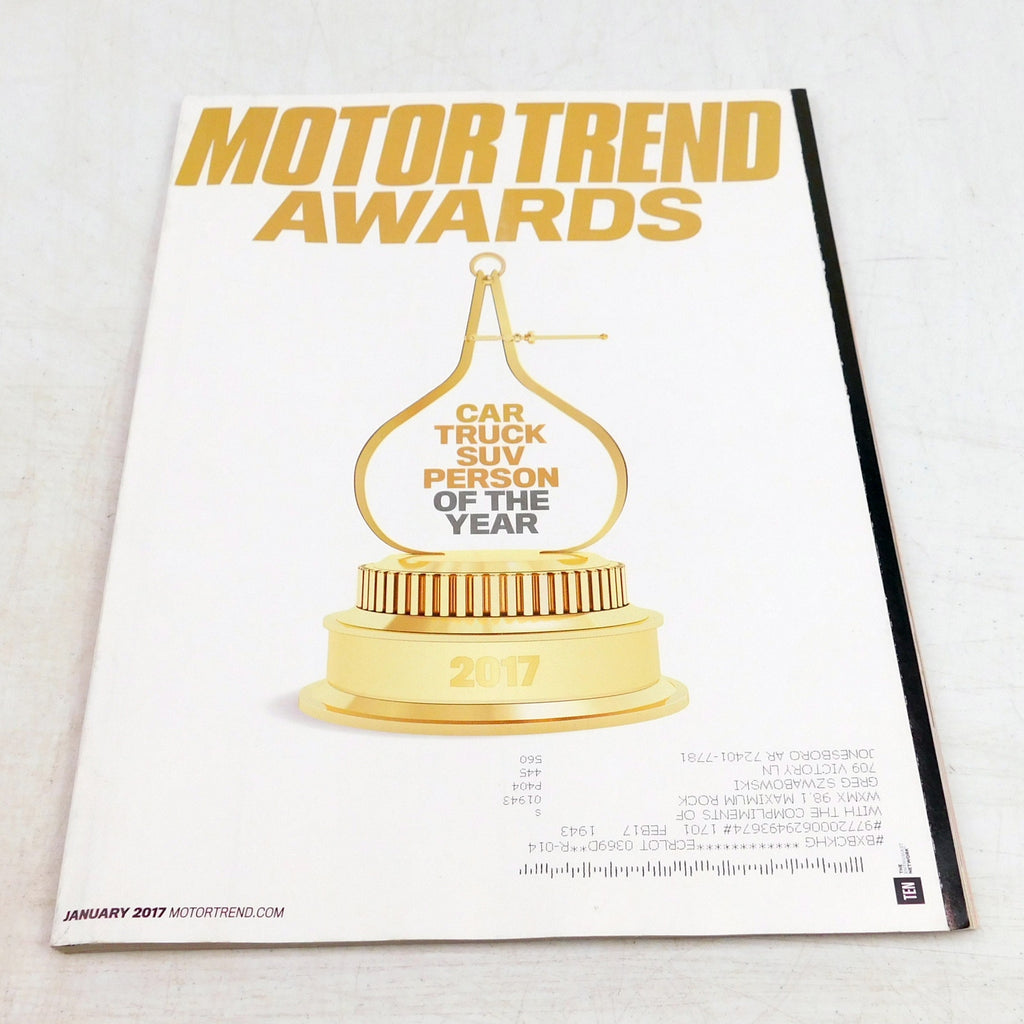 Motor Trend Magazine January 2017 Awards Grand Tour Back Cover Top Gear Clarkson
