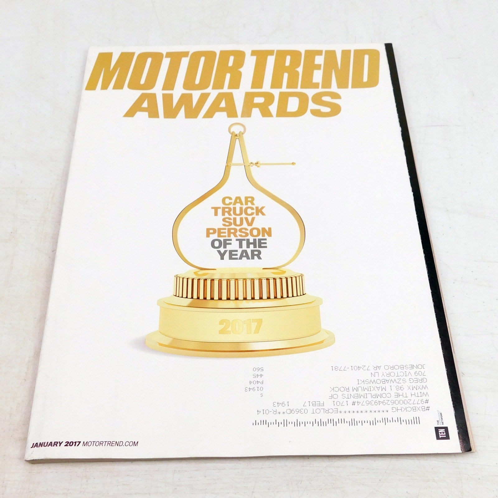 Motor Trend Magazine January 2017 Awards Grand Tour Back Cover Top Gear Clarkson
