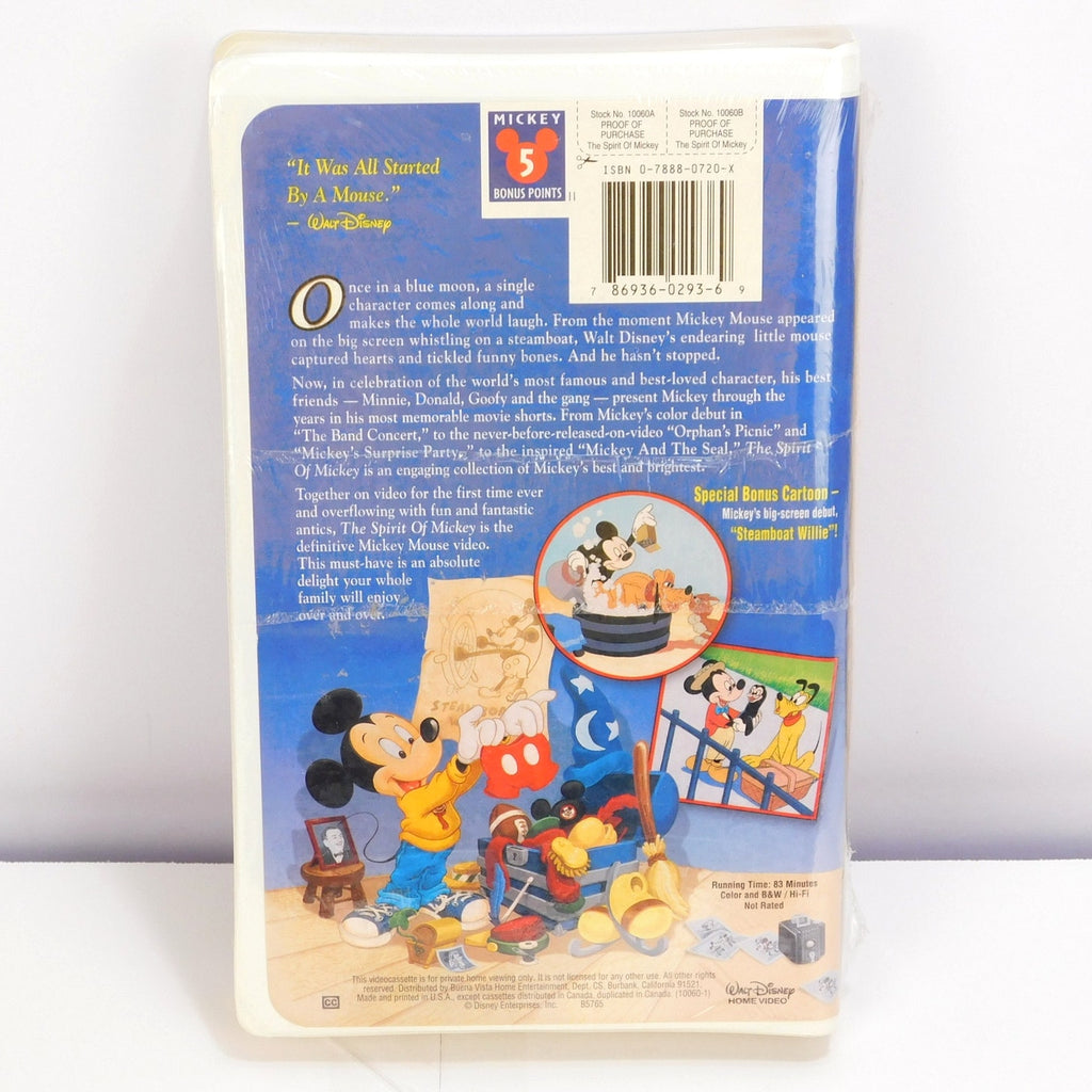 The Spirit of Mickey VHS 1998 Walt Disney Factory Sealed Steamboat Willie