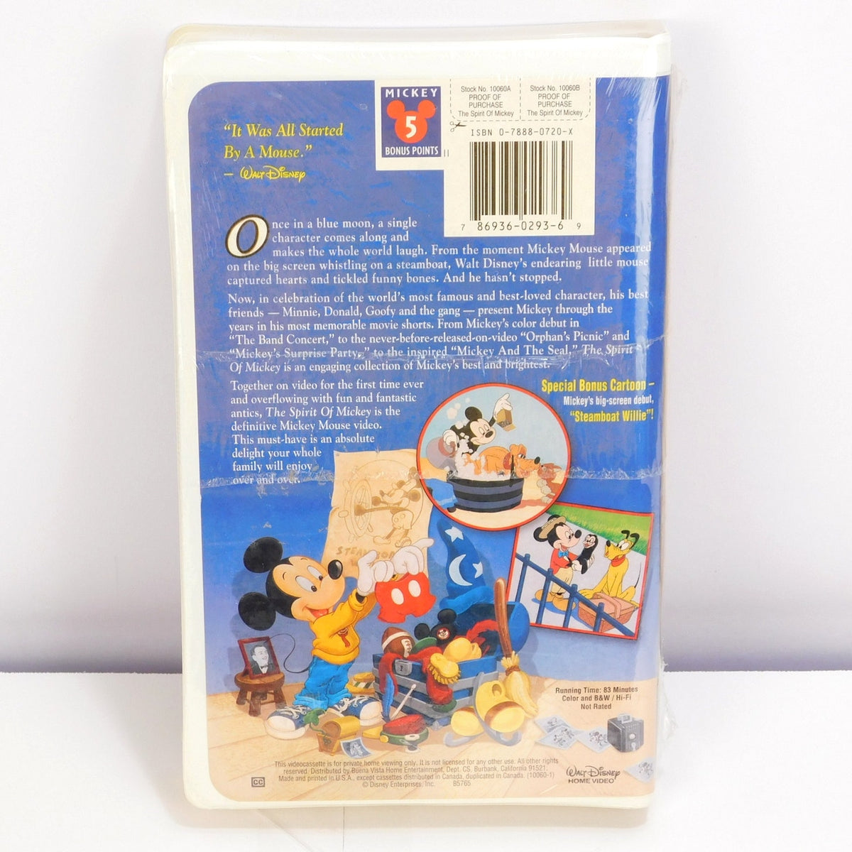 The Spirit of Mickey VHS 1998 Walt Disney Factory Sealed Steamboat Willie