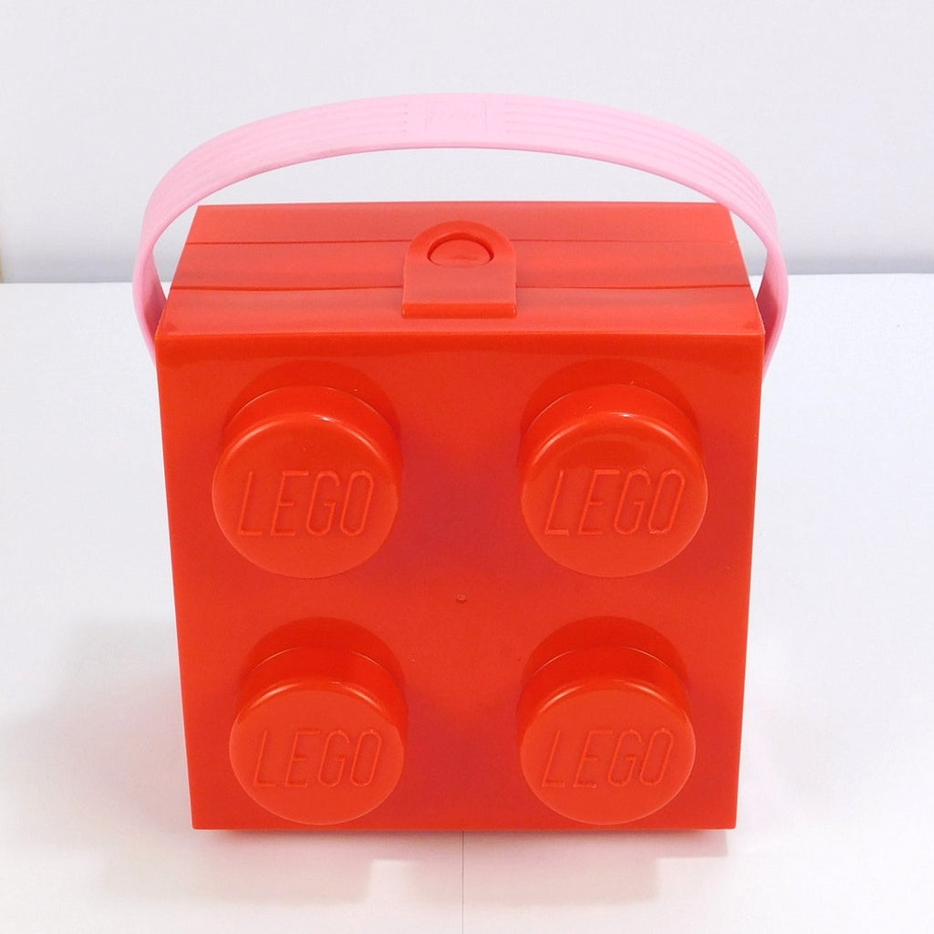 LEGO Room Copenhagen 4024 Red Brick Lunch Box Pink Handle Storage Container
