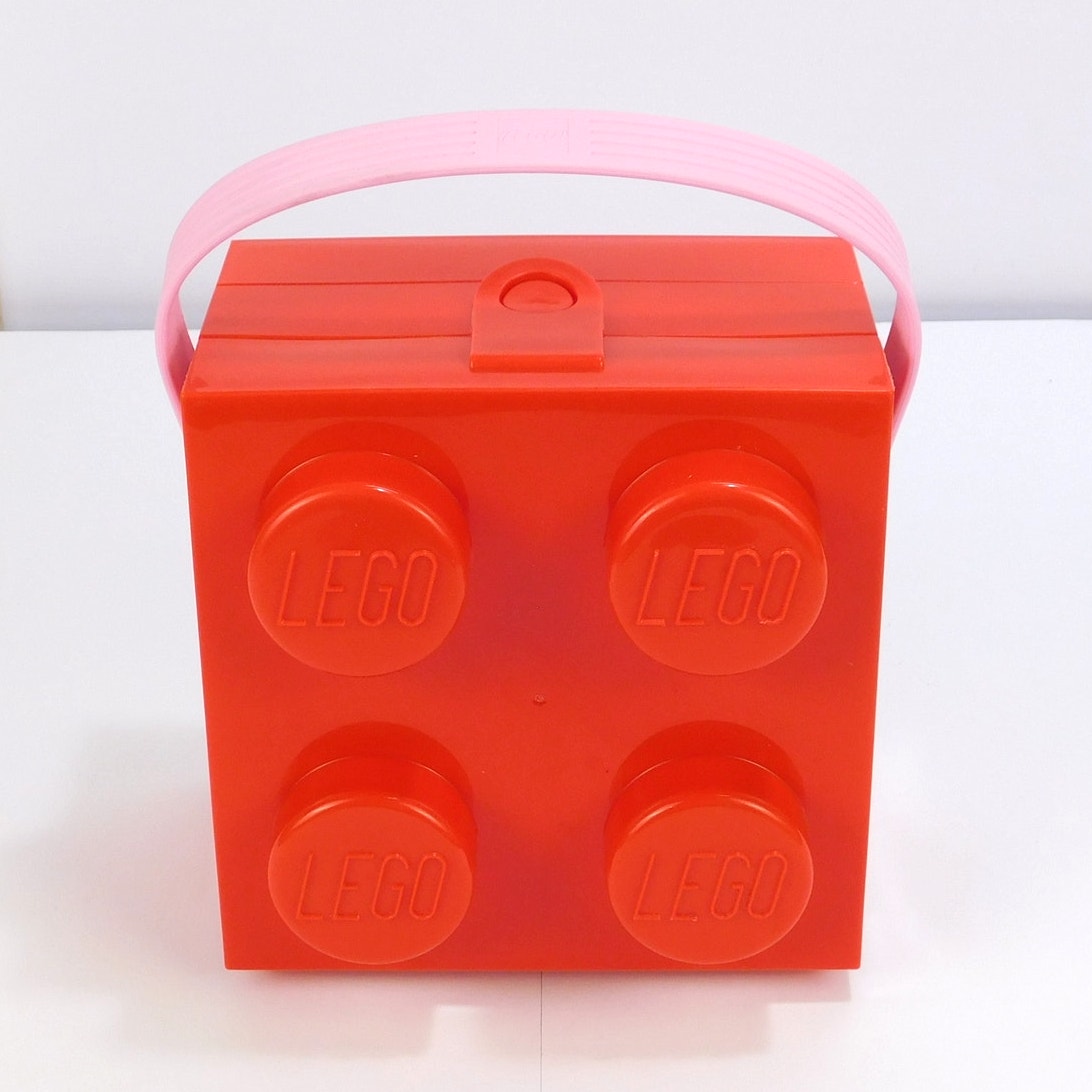 LEGO Room Copenhagen 4024 Red Brick Lunch Box Pink Handle Storage Container