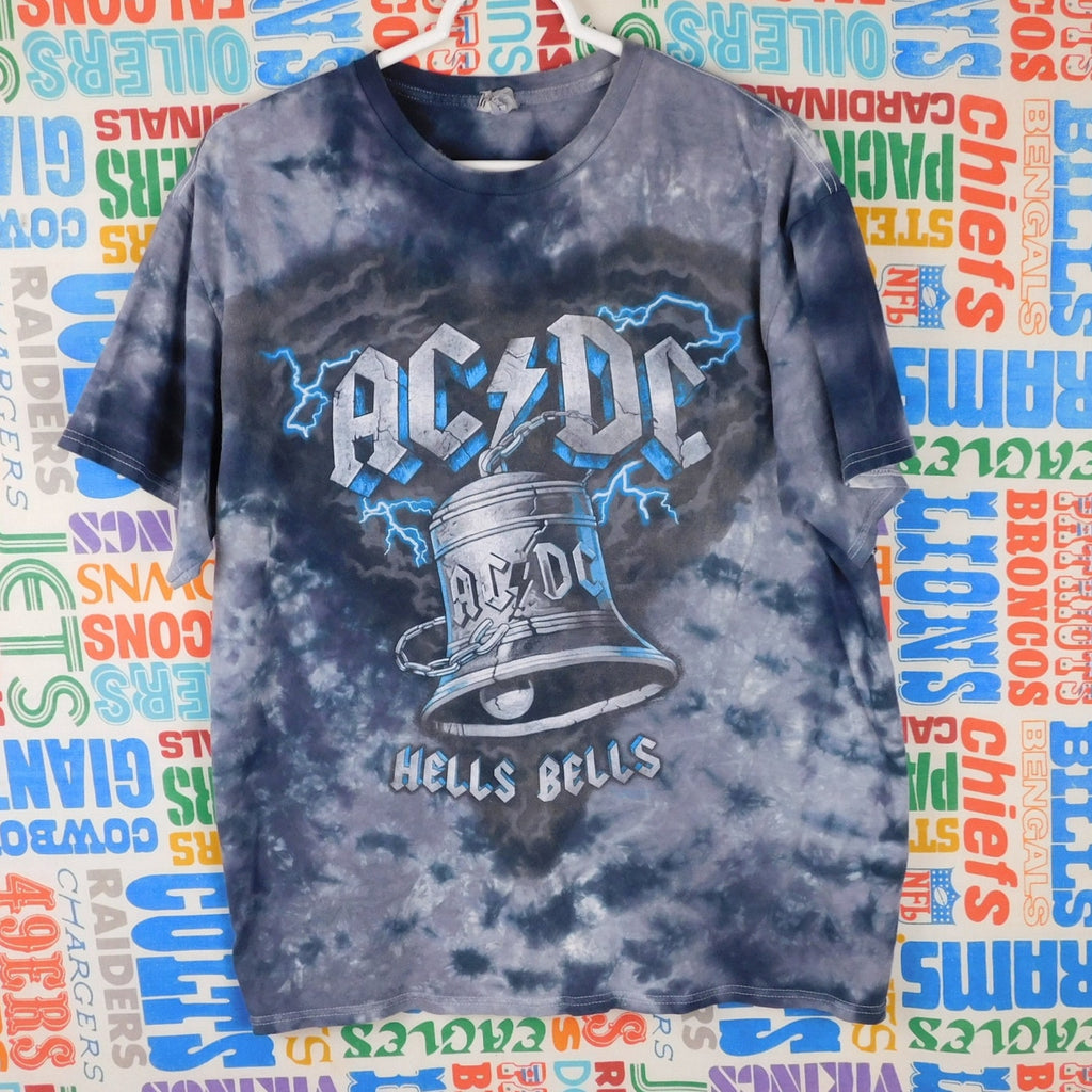 Y2K AC/DC Hell's Bells Tie Dye T Shirt - Size L