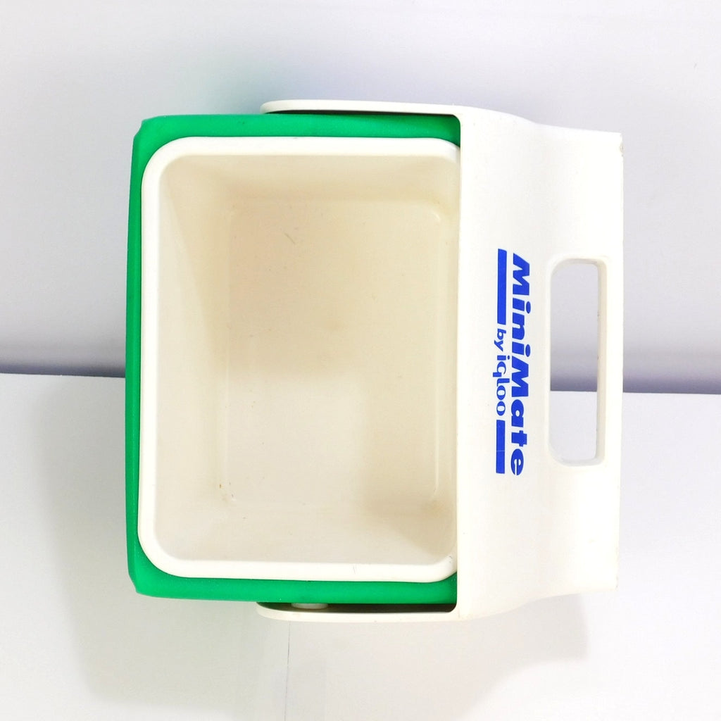 Vintage 1993 Igloo MiniMate Cooler Green White Blue 6 Can Lunch Box USA Made