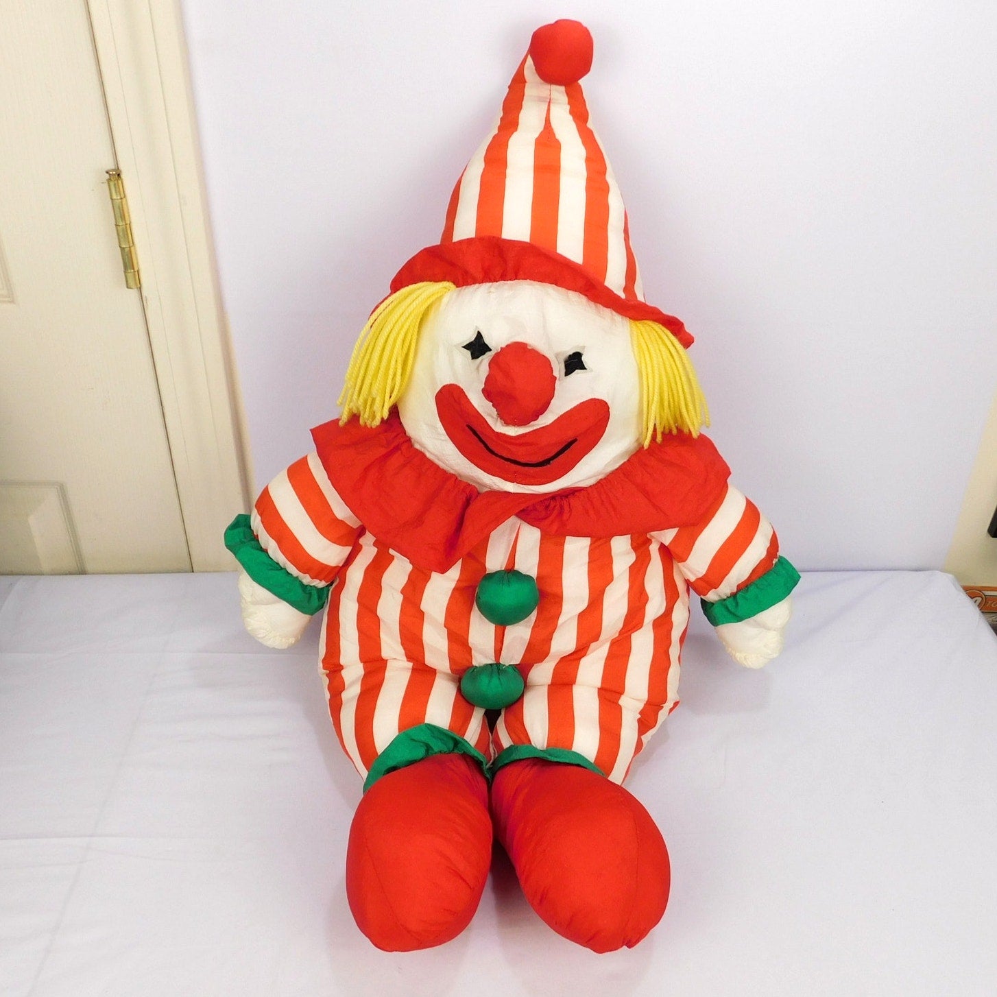 Vintage Clown Plush 1985 AMC Best Friends 28" Red White Striped Squeaky Nose