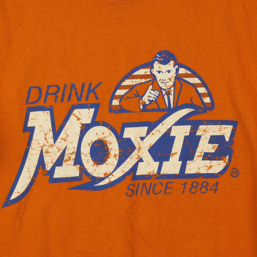 Moxie Soda T Shirt Size L Distinctively Different Burnt Orange Maine 2000s