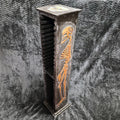 Vintage Gothic Skeleton Skull Wood CD Storage Tower Rack Carved 36" Halloween
