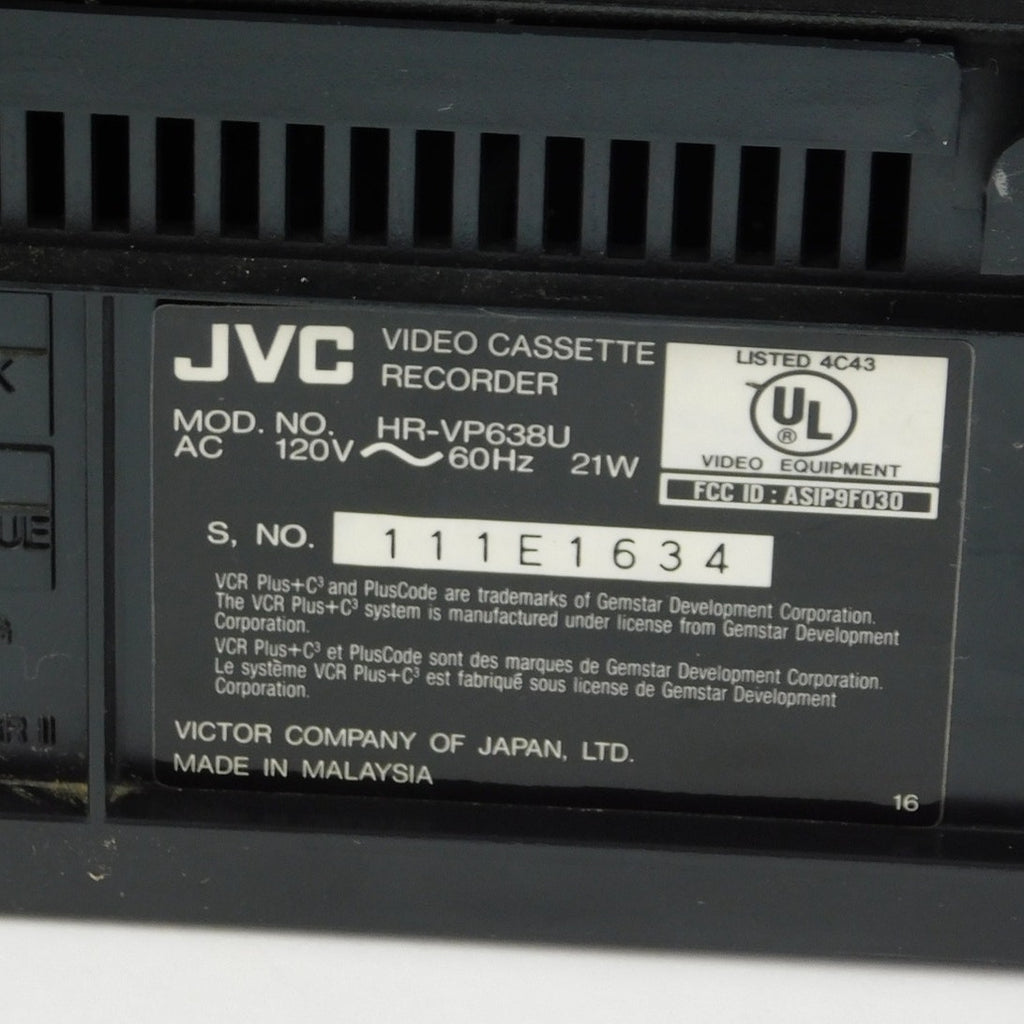 JVC HR-VP638U VCR VHS Player Recorder Tested Working No Remote 4 Head Hi-Fi