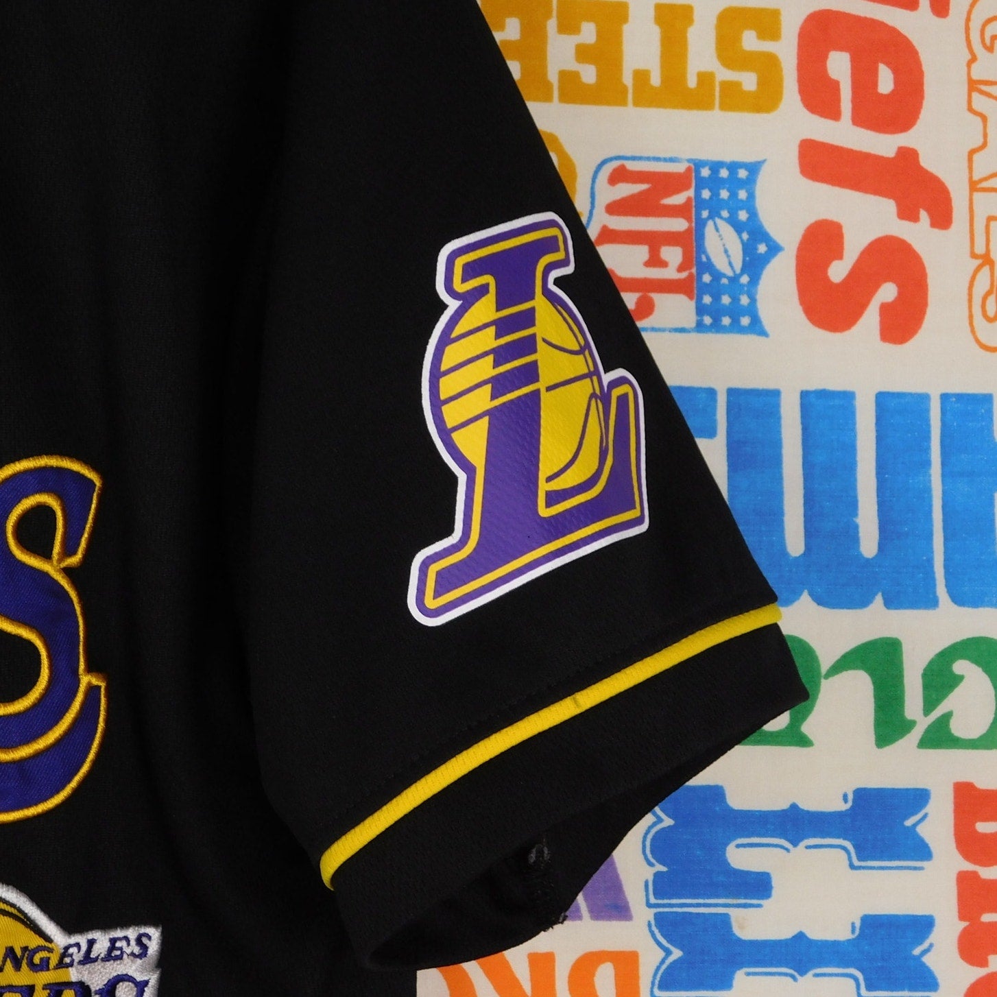 LA Lakers Baseball Jersey Mens Size Small Ultra Game Black Button Up Embroidered