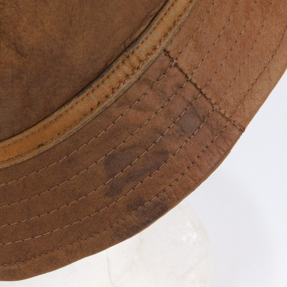 Vintage Adventure Bound Leather Bucket Hat Size S Brown Suede Interior