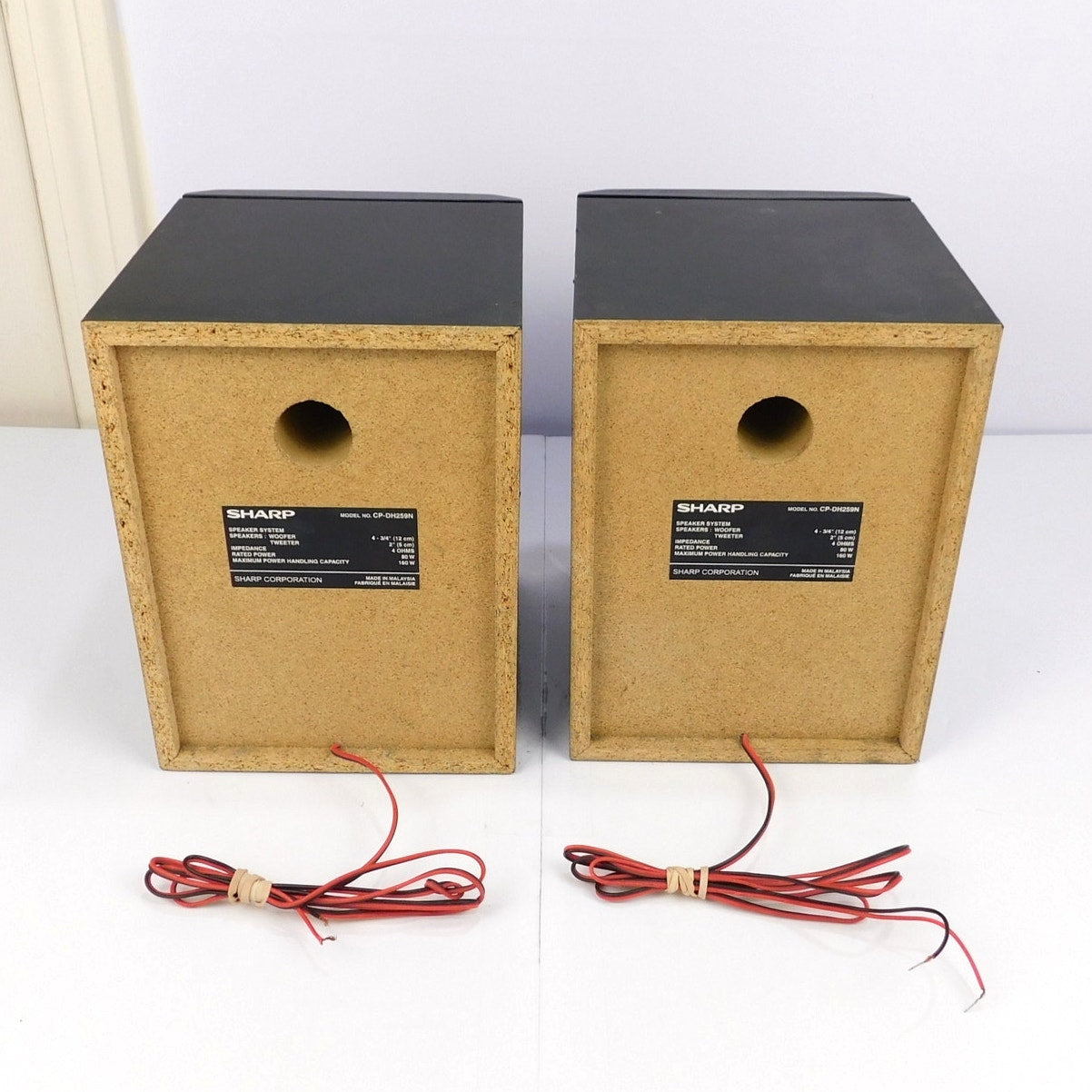 Sharp CP-DH259N Bookshelf Speakers Tested Working Black 80W 4Ω Removable Grilles
