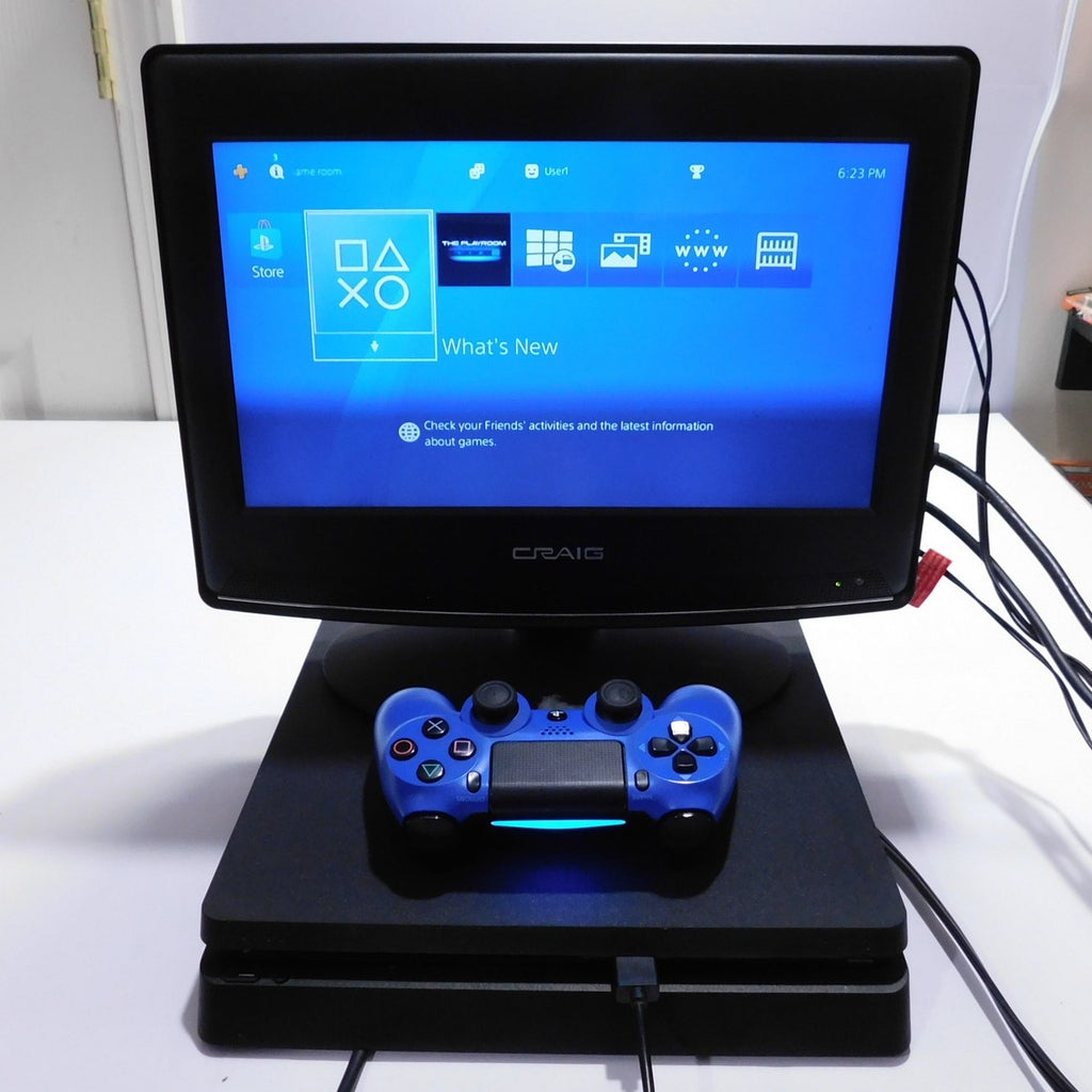Sony PlayStation 4 PS4 Slim 500GB Console Bundle Blue Controller Cords Tested