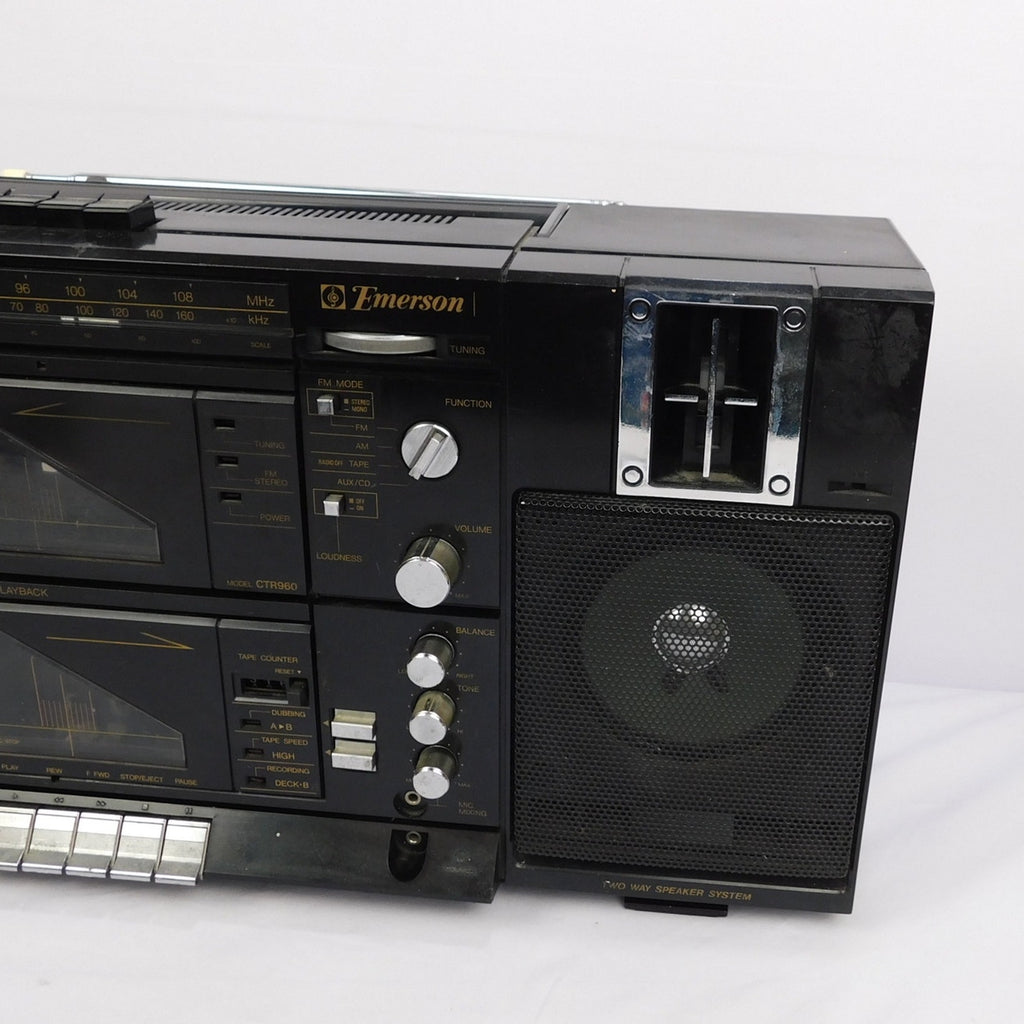 Vintage Emerson CTR960 Dual Cassette AM/FM Boombox Tested Works New Belts (see item description)