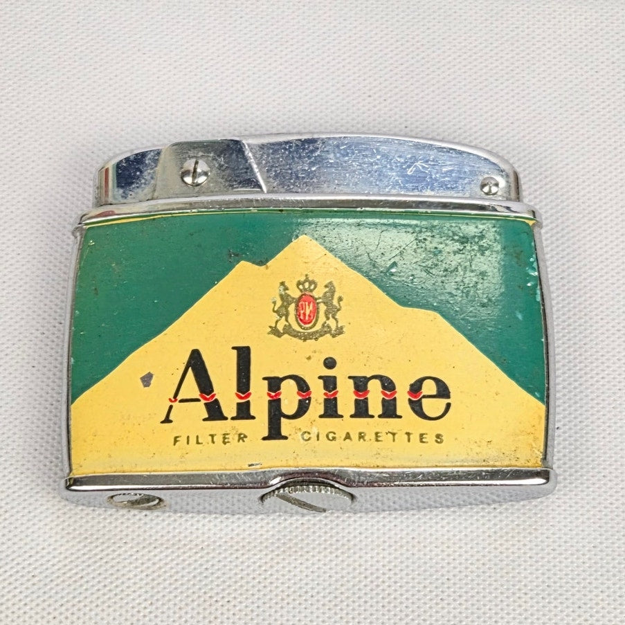 Vintage Alpine Filter Cigarettes Advertising Lighter Flat Made In Japan Tested