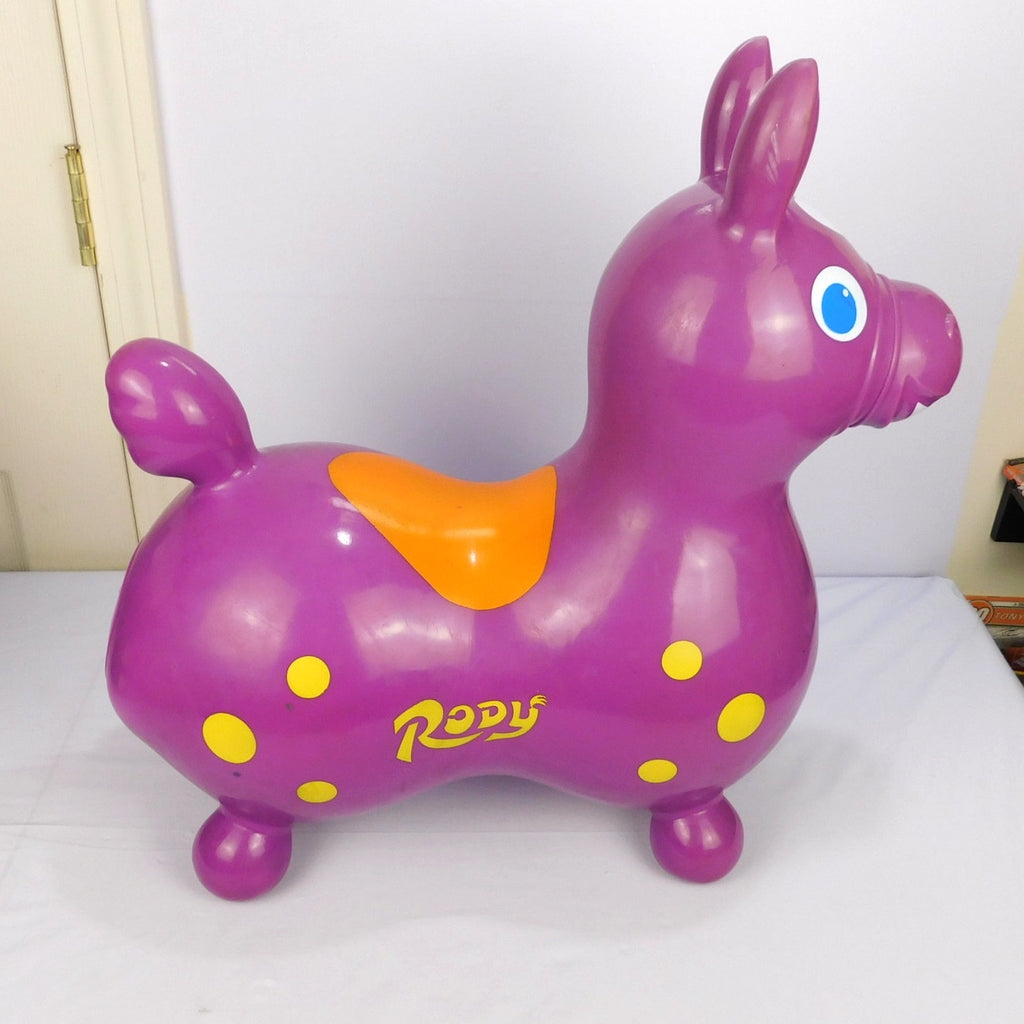 Vintage Rody Bounce Horse 1984 Ledraplastic Italy Purple Yellow Inflatable 20"