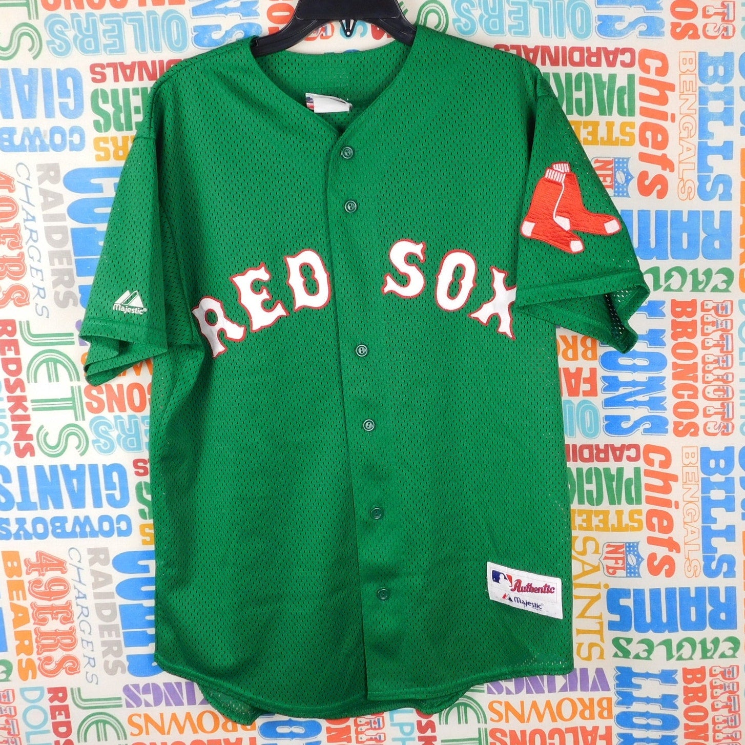 2002 Majestic Boston Red Sox Green Mesh Jersey - Size M
