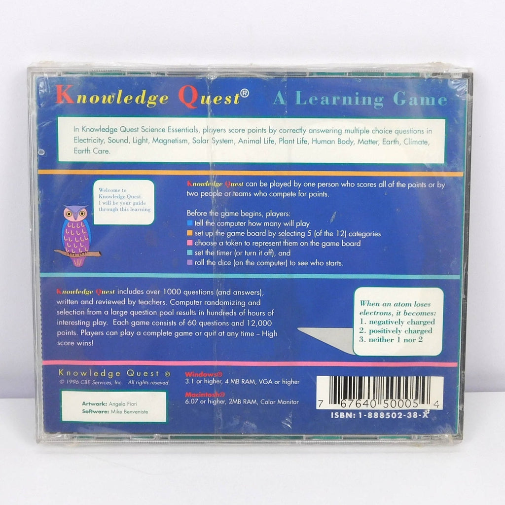 Knowledge Quest Science Essentials PC Windows Mac CD-ROM Sealed Educational 1996