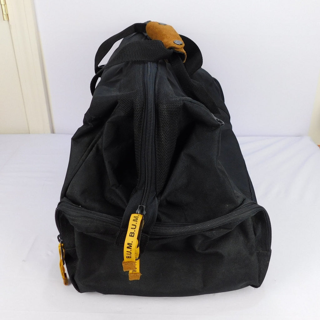 Vintage 90s B.U.M. Equipment Black Duffel Gym Travel Bag Shoulder Strap Black