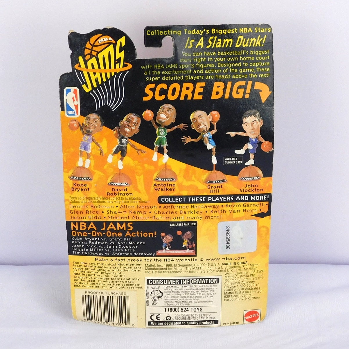 Vintage Dennis Rodman NBA Jams Figure 1998 Court Collection Sealed 3" Mattel