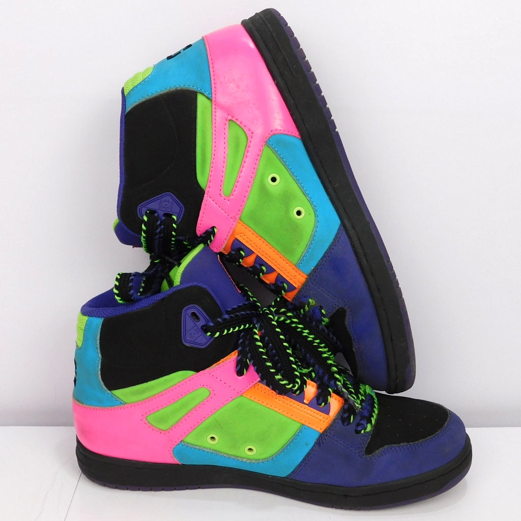 DC Rebound Hi High Top Skate Shoes Women's Size 10 Neon Pink Green 302164