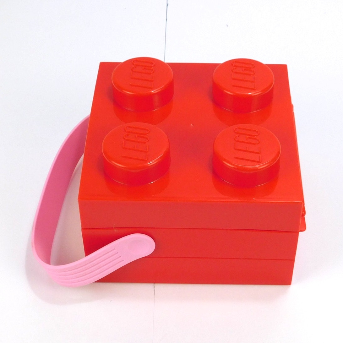 LEGO Room Copenhagen 4024 Red Brick Lunch Box Pink Handle Storage Container